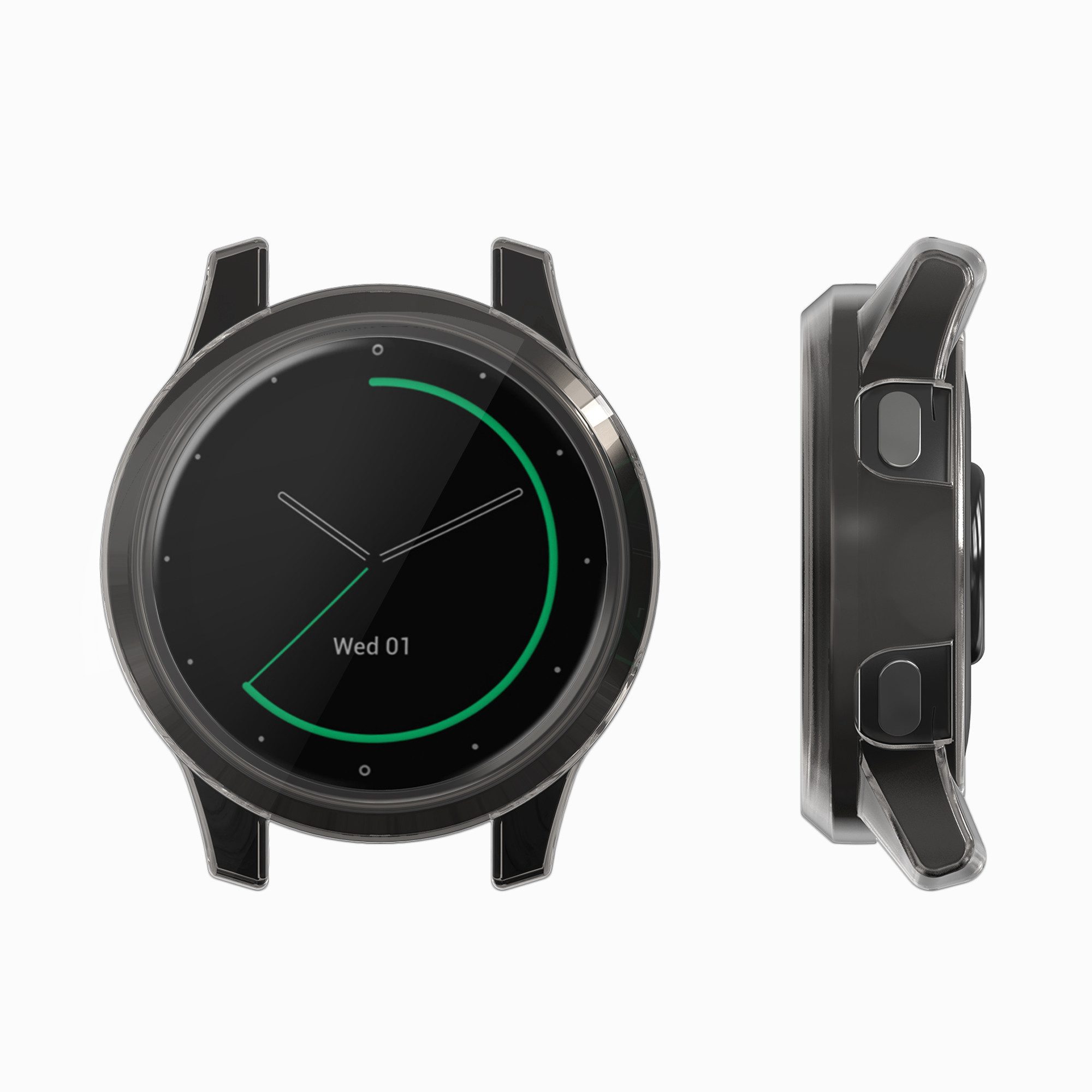 kwmobile Smartwatch-Hülle 2x Schutzhülle für Garmin Vivoactive 4 (45 mm), Fitness Tracker Gehäuse Hülle klar