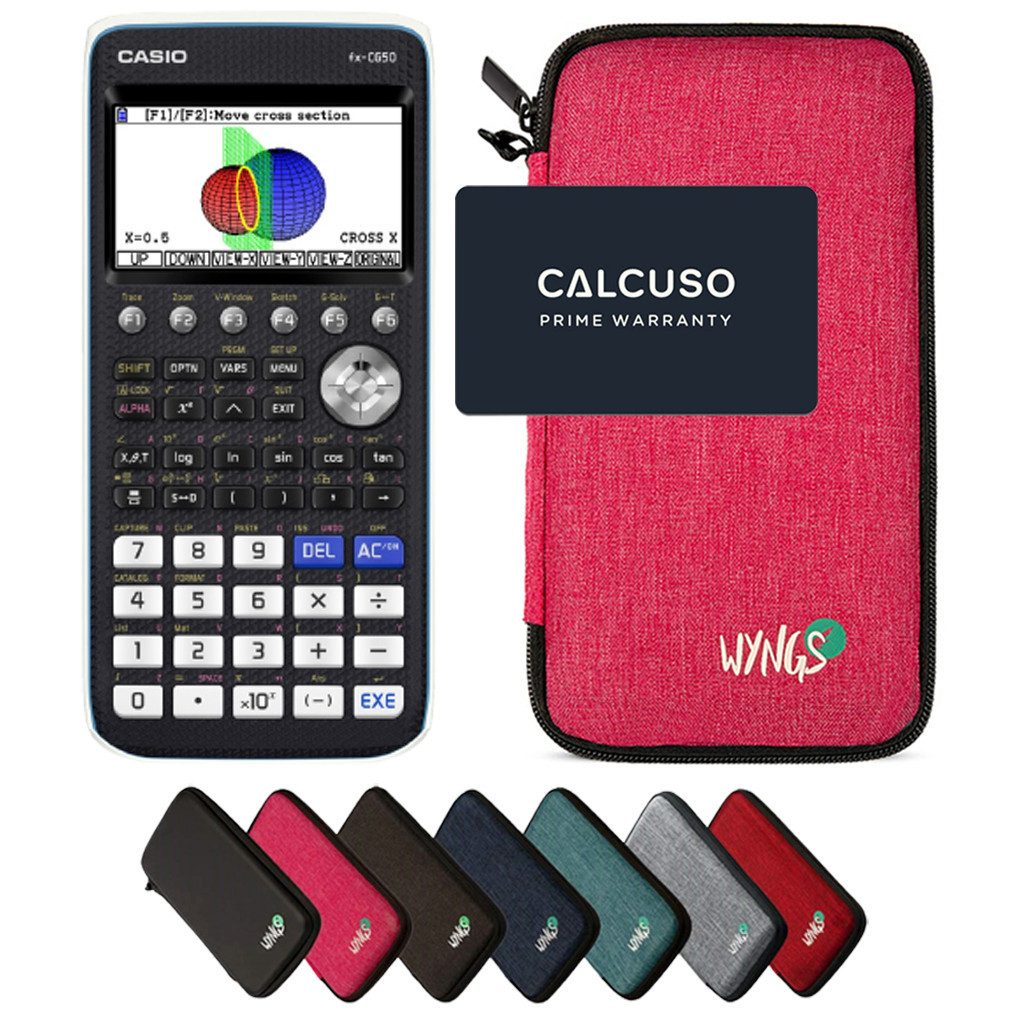 CASIO Taschenrechner fx-CG50 Grafikrechner inkl. WYNGS Schutztasche Pink