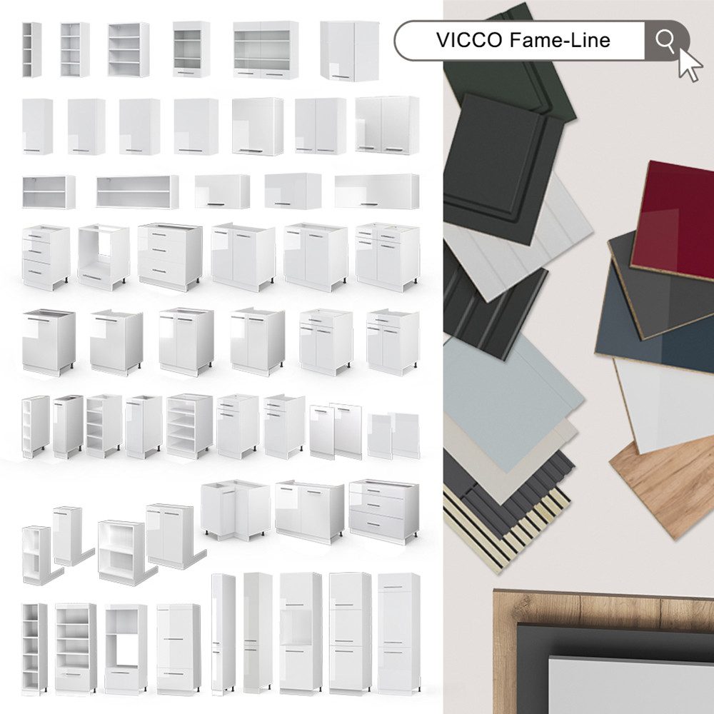 Vicco Hängeschrank Fame-Line, Weiß/Weiß, 30 cm (1-St)