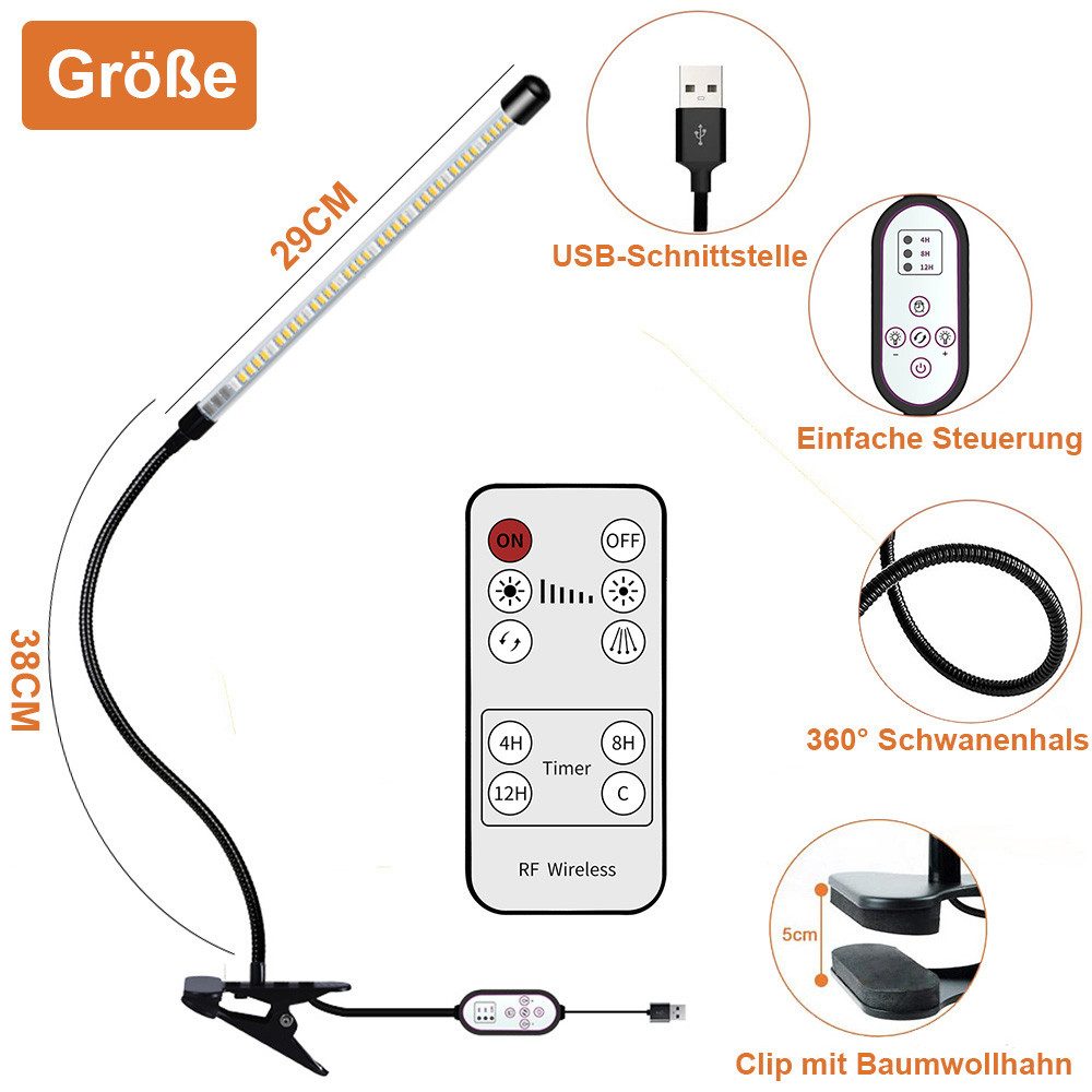 MUPOO Pflanzenlampe Pflanzenlampe,Vollspektrum Pflanzenlicht, 3 Schaltmodi günstig online kaufen