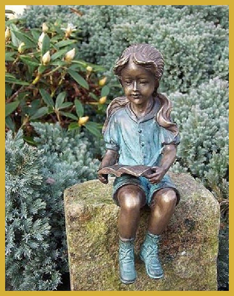 IDYL Gartenfigur Lesendes Bronze IDYL Mädchen, Bronze-Skulptur