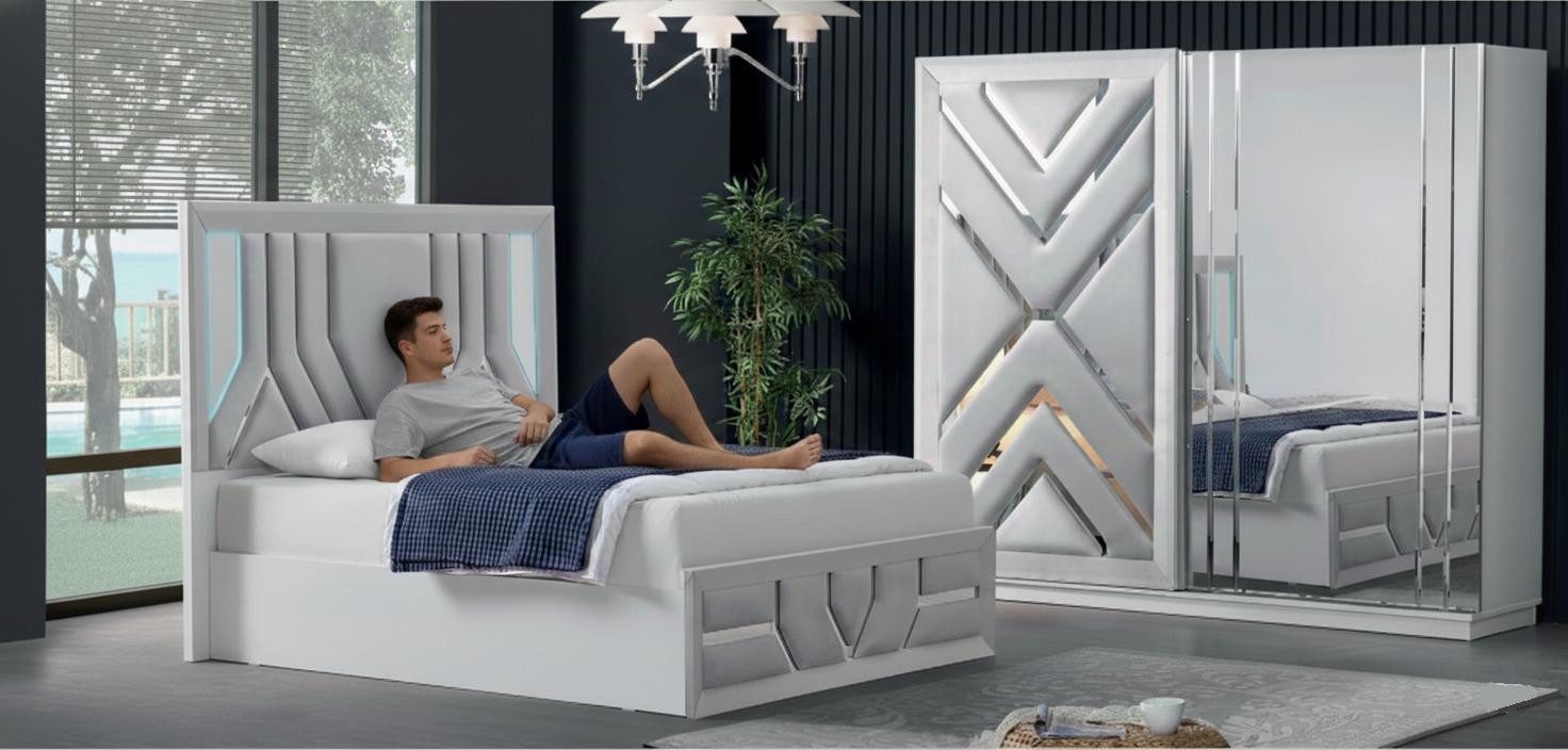 JVmoebel Schlafzimmer-Set Modernes Schlafzimmer-Set mit Bett und Kleiderschrank im Stil, (2-tlg)