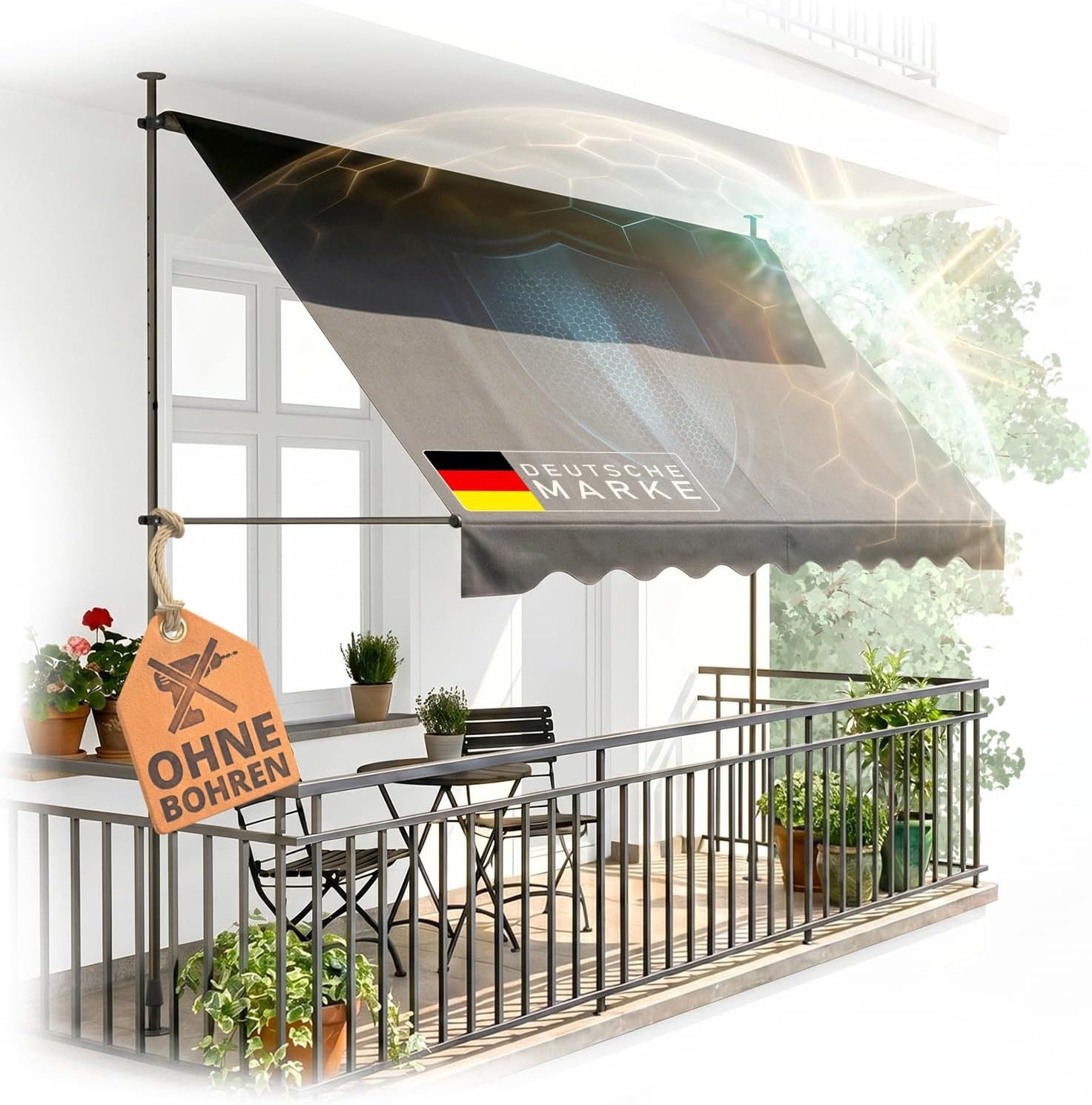Klemmmarkise Klemmmarkise Balkon ohne Bohren Sonnenschutz UPF 50+