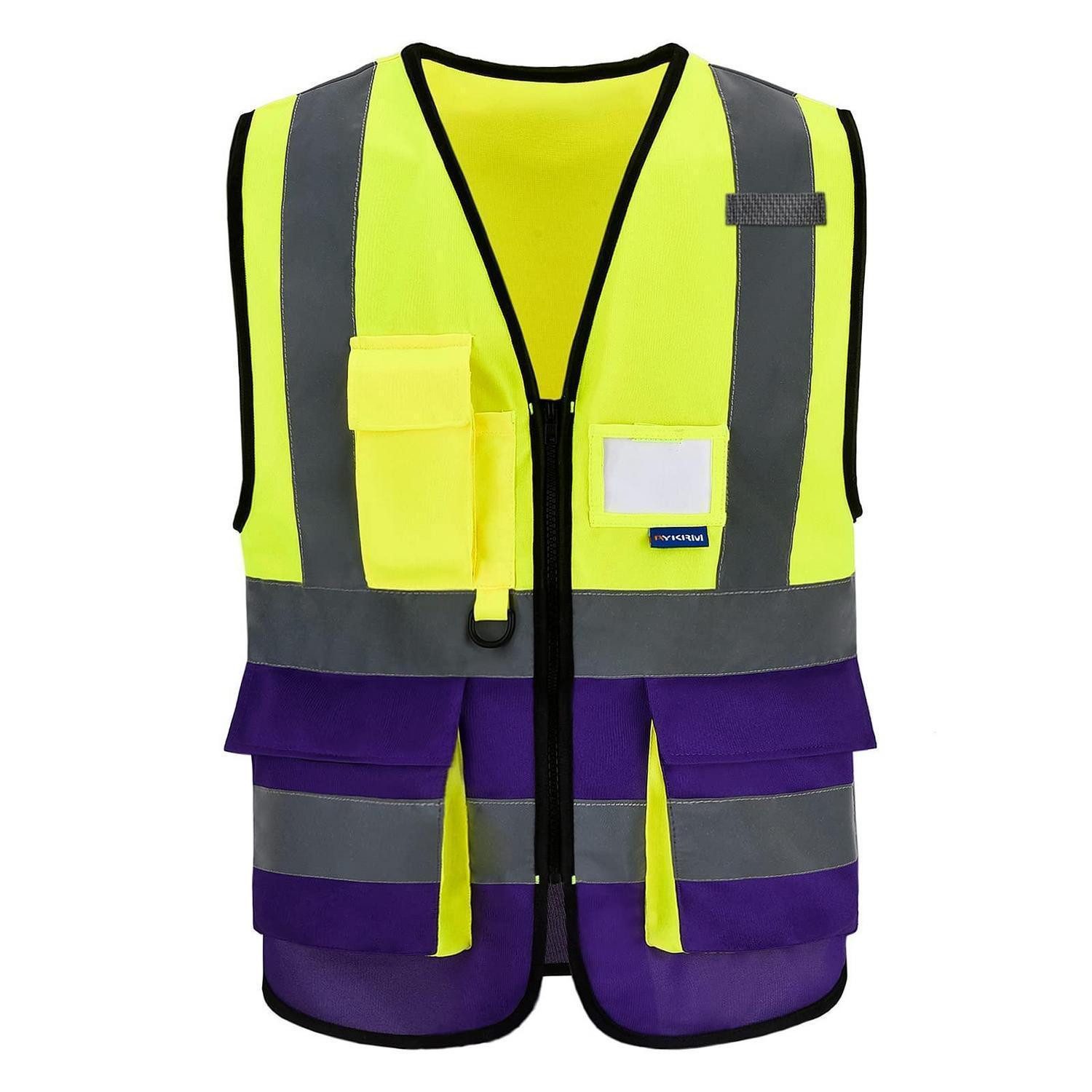 LuxusKollektion Warnweste Warnweste mit Reißverschluss Gelb/Violett XXL
