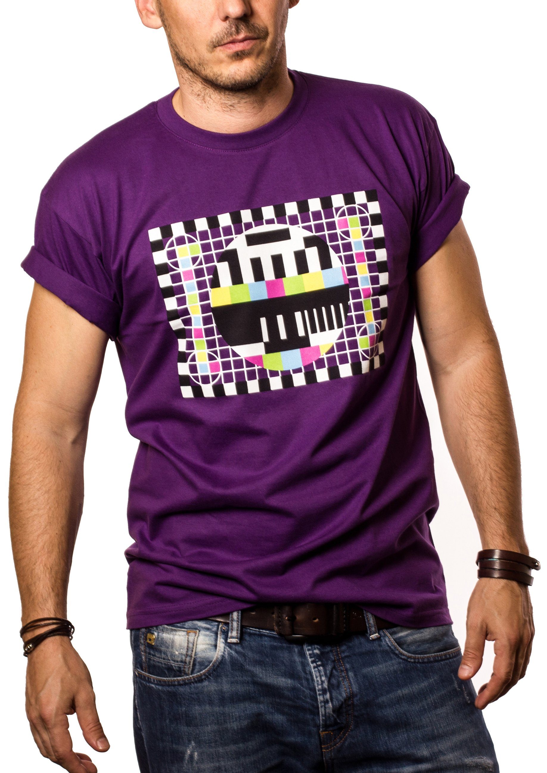 MAKAYA Print-Shirt Testbild Herren Retro Motiv günstig online kaufen