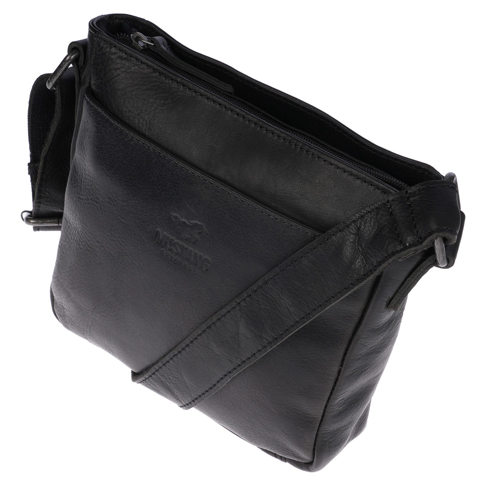 MUSTANG Umhängetasche MUSTANG Kleine Damen Tasche Schultertasche Umhängetasche Crossover, Leder Handtasche Schwarz