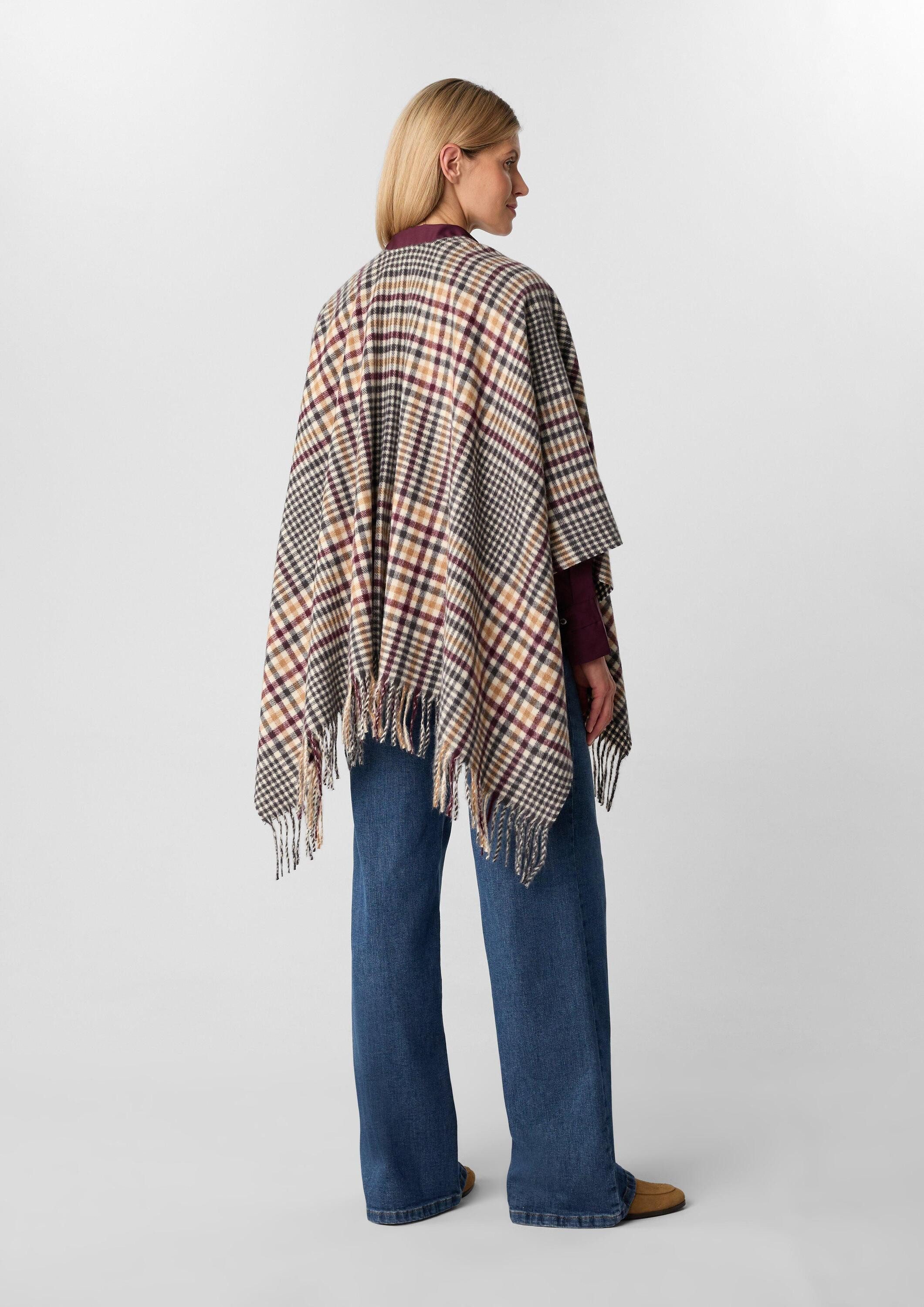 comma Poncho Indoor-Poncho Softer Poncho mit Fransen