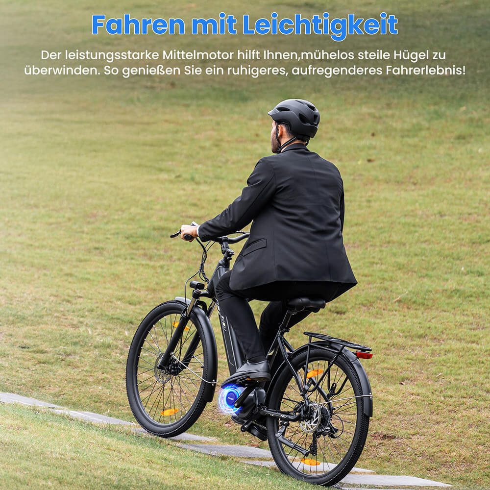 Touroll E-Bike Trekkingrad Urbano 3, 7 Gang, Kettenschaltung, Mittelmotor, 468 Wh, 25km/h, 250W/36V, 468Wh, 120km, Shimano 7‑Gang – Bild 5 von 5