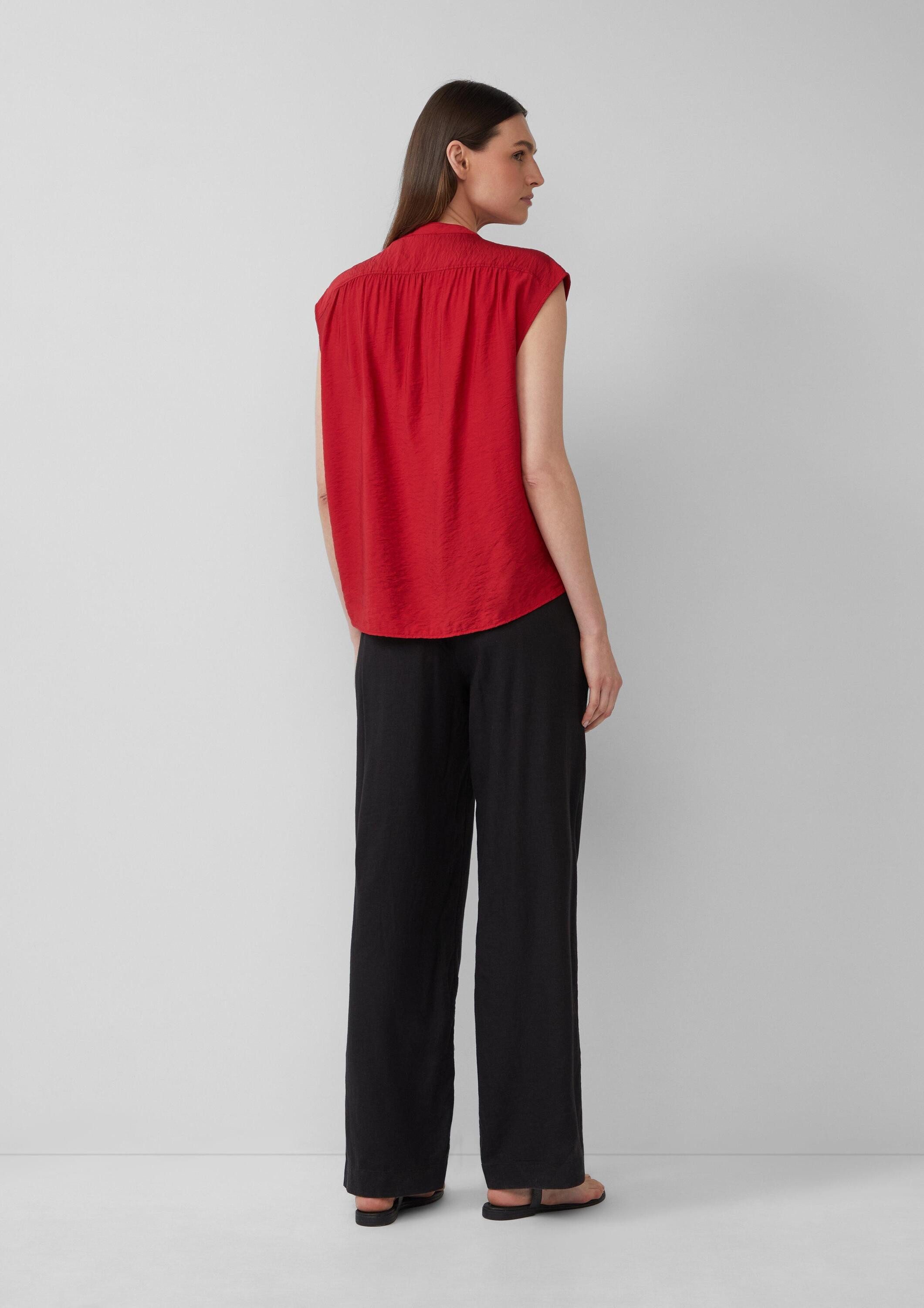 s.Oliver Blusentop Bluse Weites Blusentop mit Raffung und Spitzen-Detail