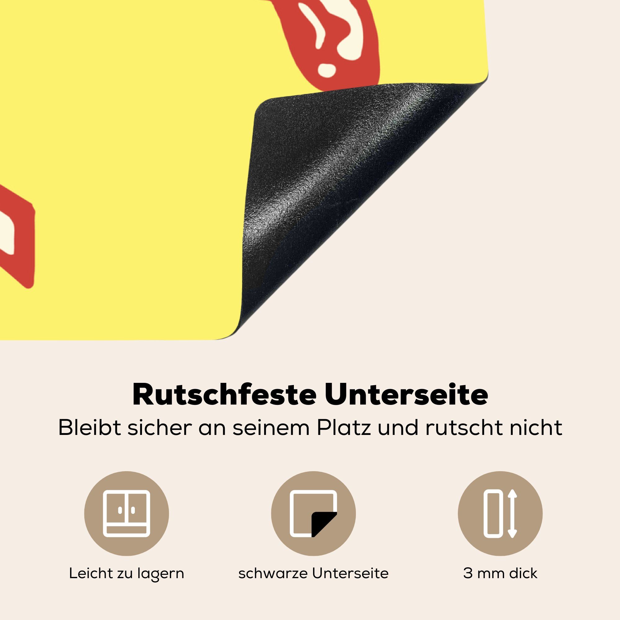 Vinyl, Eine küche 78x78 Arbeitsplatte (1 Ceranfeldabdeckung, muskulöse eines Herdblende-/Abdeckplatte Illustration dribbelnden cm, MuchoWow für tlg), Eishockeyspielers,