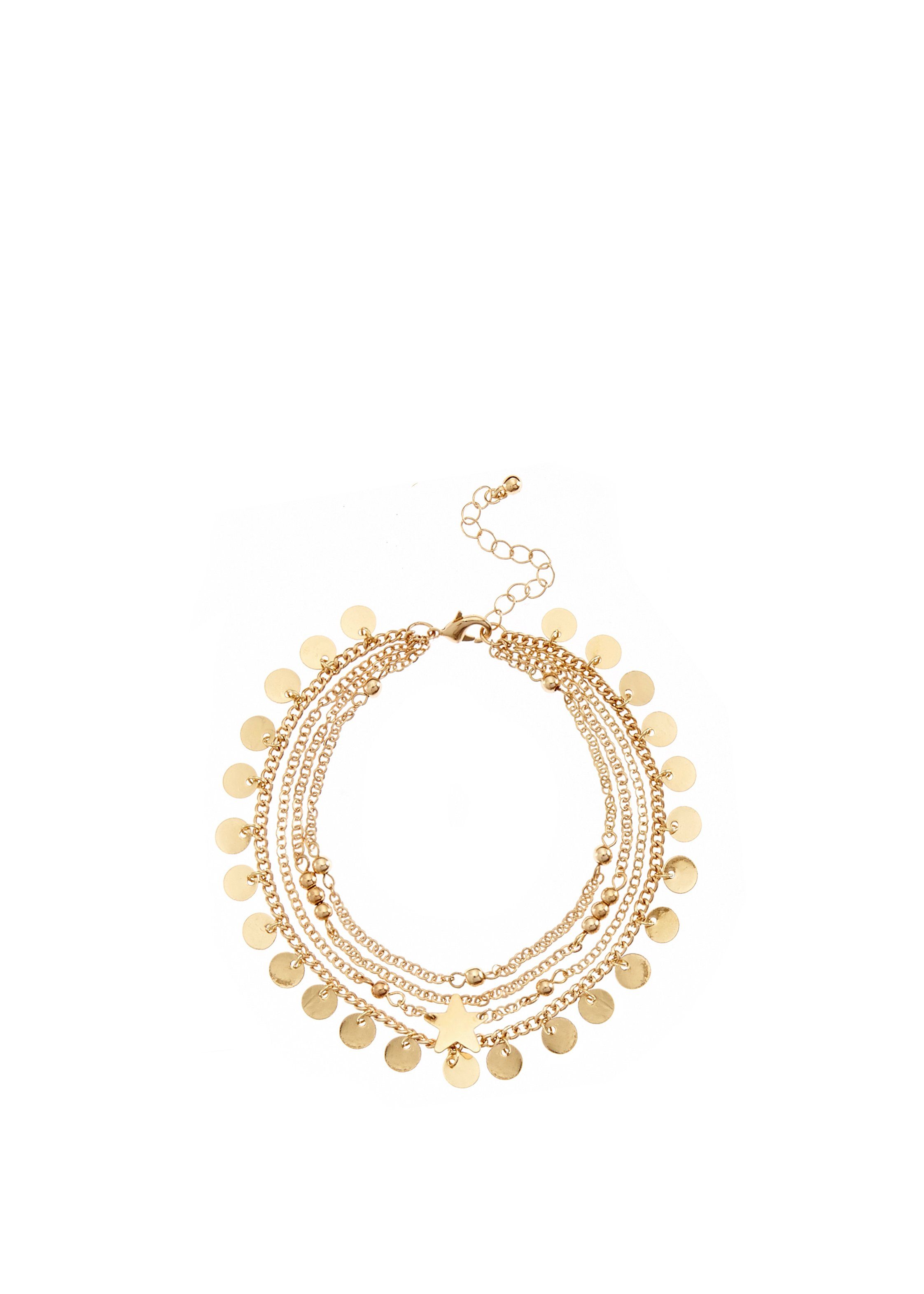LASCANA Fußkette mit Anhänger Boho Layer Look, Mehrreihige Fußkette, Fußketten Set, Fußkettchen mit Anhänger