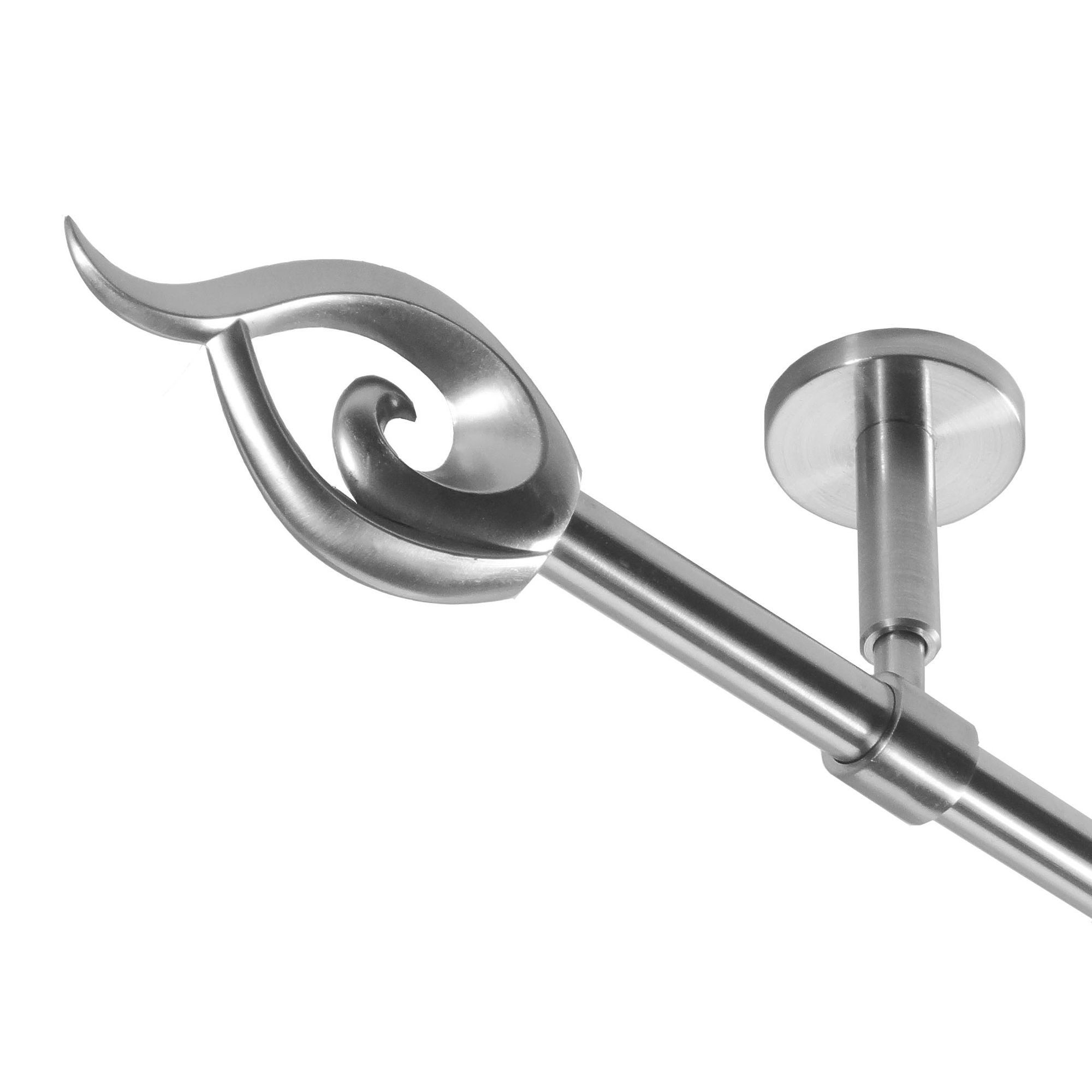 BASIT Gardinenstange Rohr Edelstahloptik 16 mm mit Deckenträgern 140 cm E24, Ø 16 mm, 1-läufig, verschraubt, Metall, D11 140 cm E24 Flamme