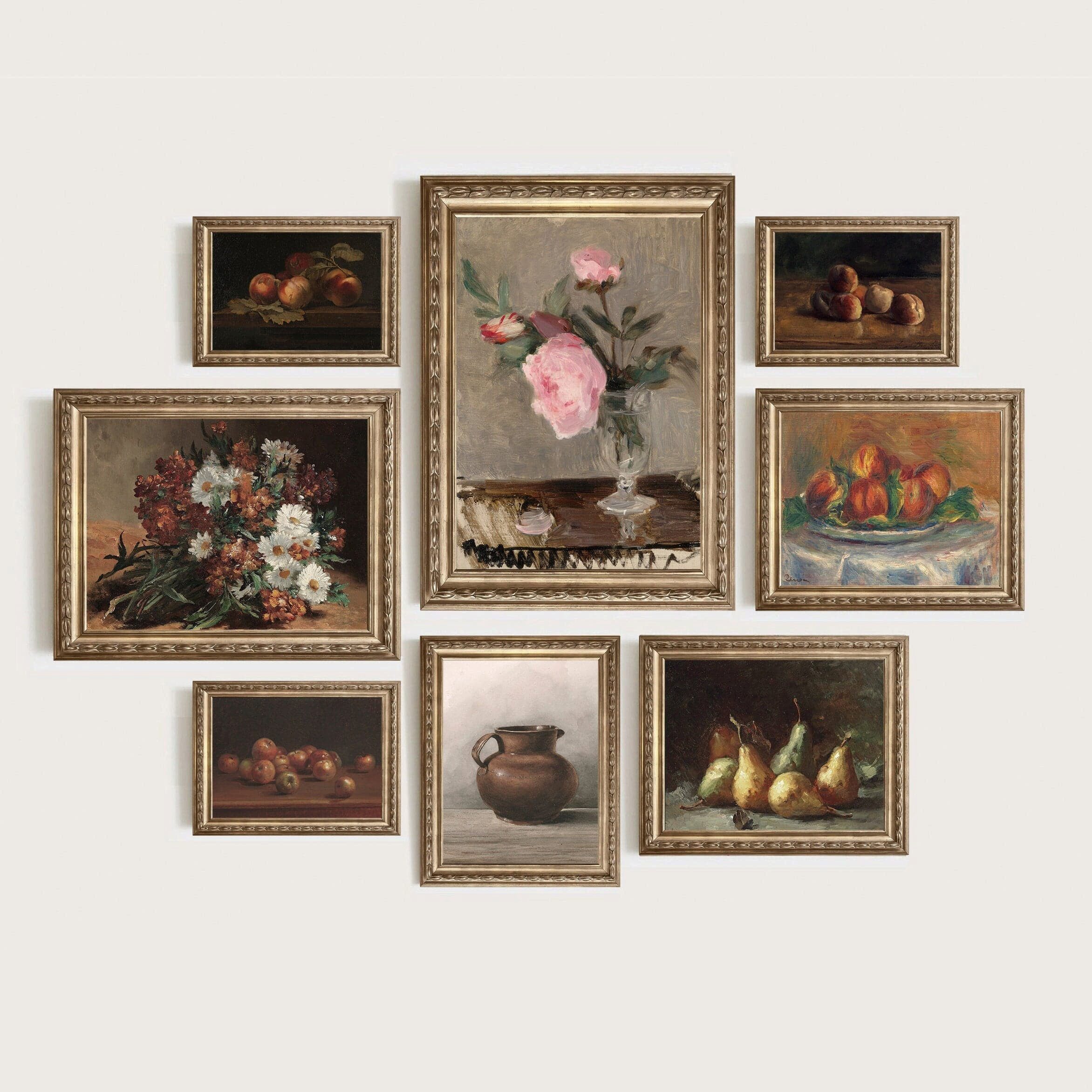 JUSTGOODMOOD Poster Vintage Küche Obst und Blumen Stillleben als Deko Print ohne Rahmen G, G (1 St)