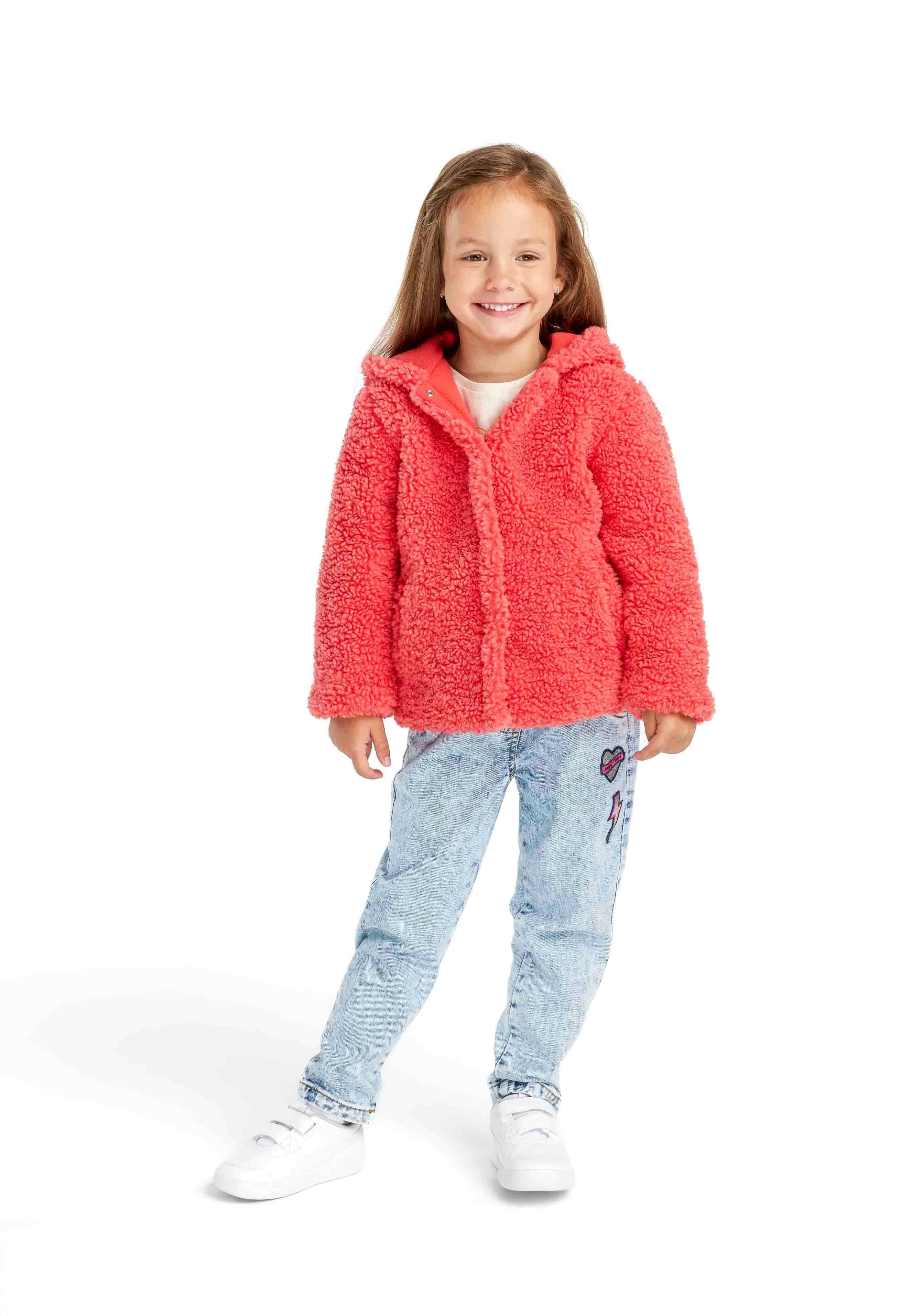 MINOTI Kapuzenplüschjacke für Mädchen in Teddy-Optik breite Kapuze