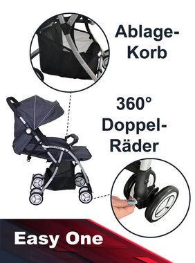 L.A. Sports Kinder-Buggy Kinderwagen Buggy faltbar 2-in-1 Kombi-Funktion für Babys ab 0 Monaten und Kleinkinder bis 3 Jahren Rückenlehne verstellbare Sitz- und Liegeposition, 360° Doppel-Räder - leicht kompakt klappbar & wendig ideal für Einkaufen & Reise