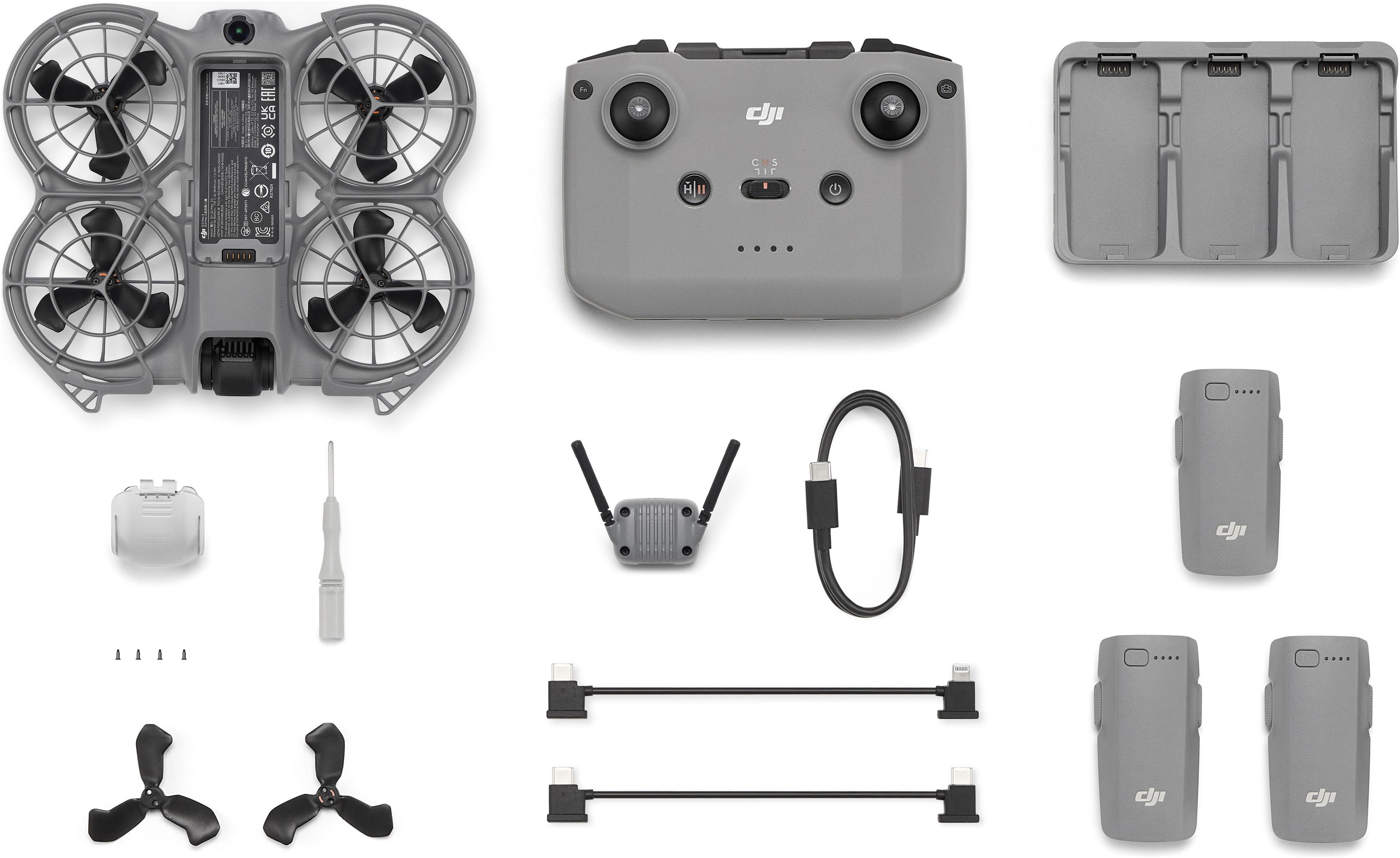 DJI Neo 2 Fly More Combo Drohne (4K Ultra HD, RC-N3 Fernsteuerung, 3 Akkus, Digitaler Sendeempfänger und Ladestation)