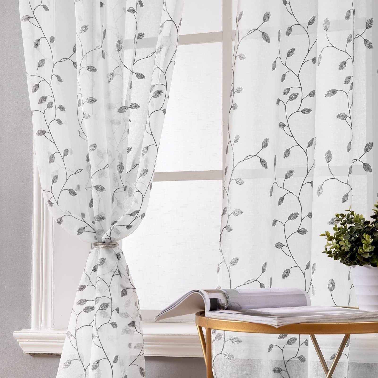 BYSURE Vorhang (2 St), Ösen, transparent, Voile, Boho Blumen Gardinen günstig online kaufen