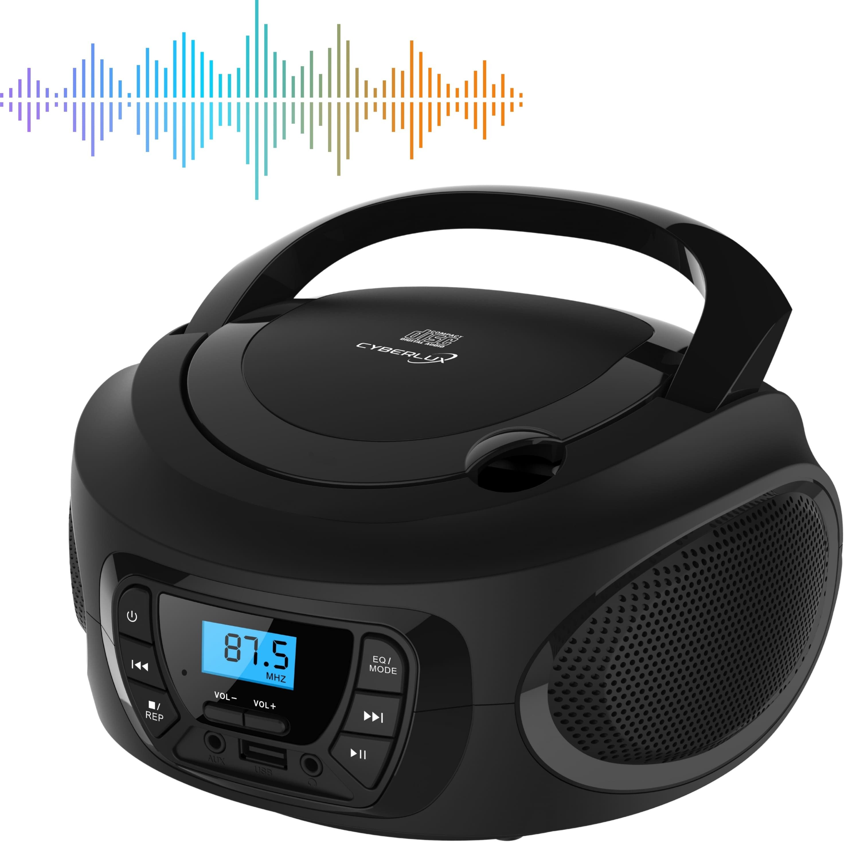 Cyberlux CL-600 tragbarer CD-Player (CD, Kinder CD Player tragbar, Boombox, Musikbox, FM Radio mit MP3 USB)