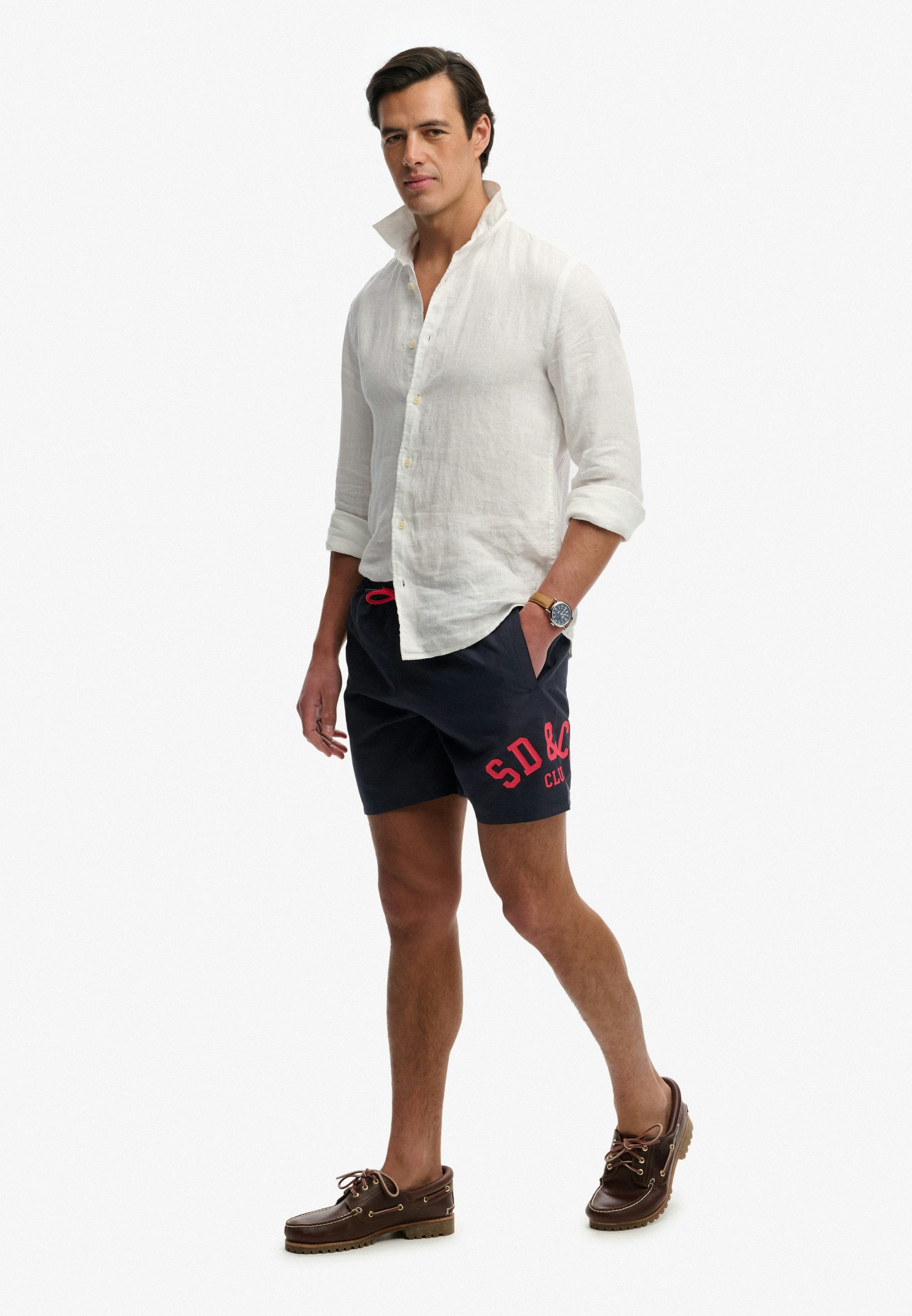 Superdry Badeshorts PRINTED LOGO 16 SWIM SHORT modische Passform, unifarbenes Design, aus Polyester, pflegeleicht – Bild 4 von 5