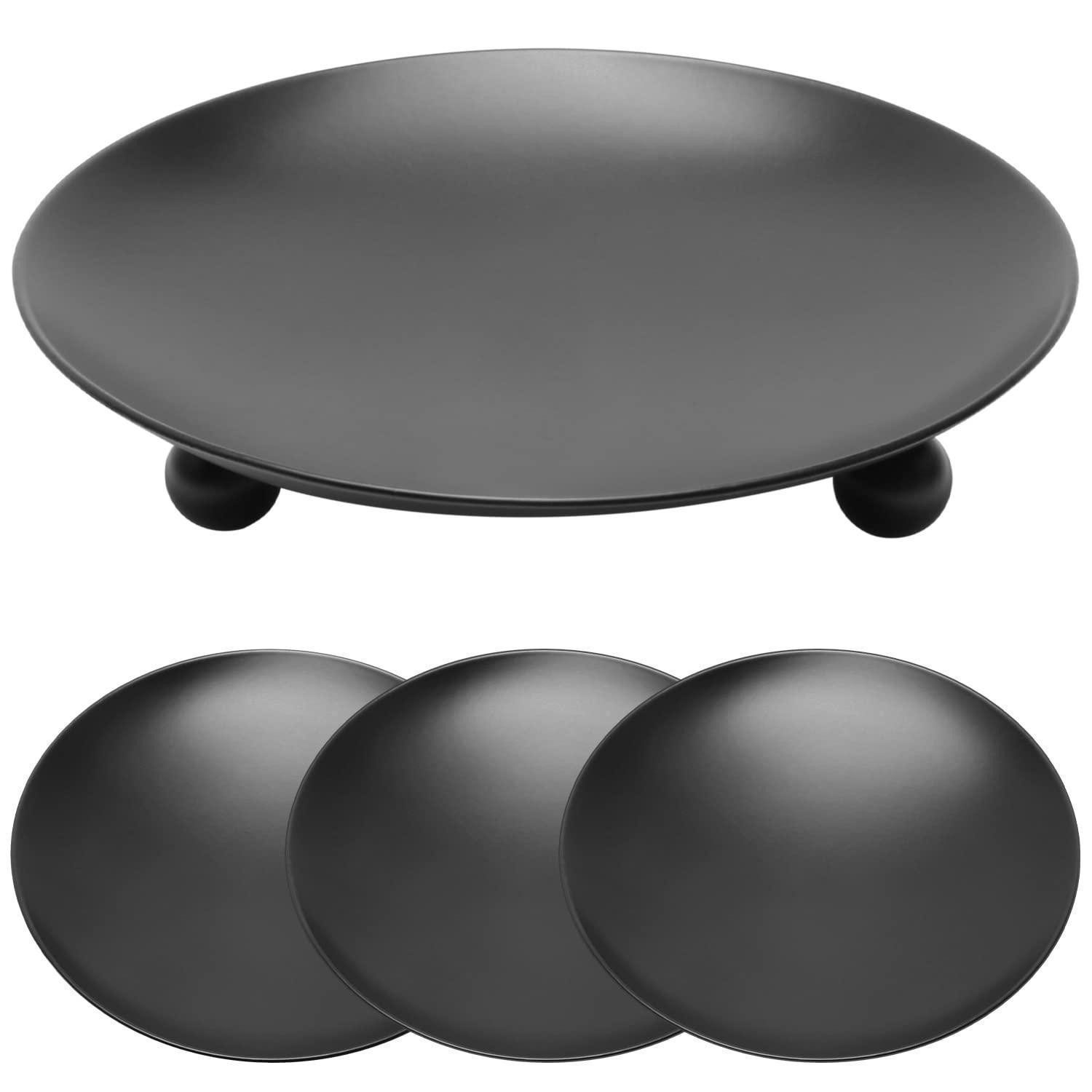 LuxusKollektion Kerzentablett Kerzenhalter Eisen Schwarz 4er Set (4 St)