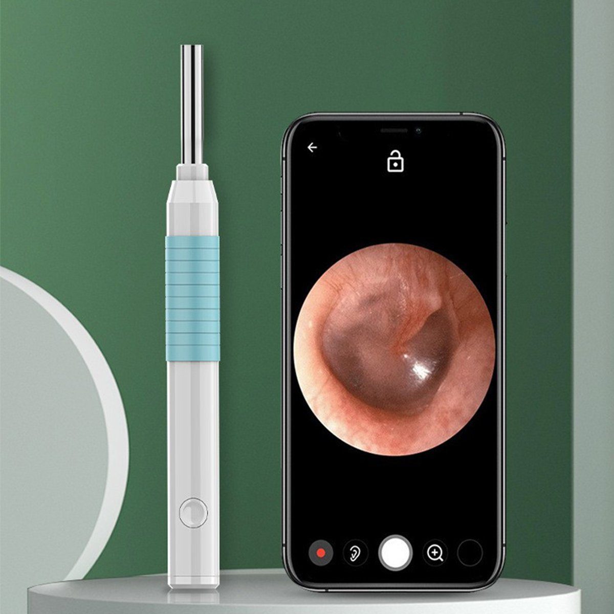 AURIVION Ohrenreiniger Ohrreiniger mit 8MP Kamera für iPhone, iPad & Android, Set 4-tlg., Ohrkamera Ohrreiniger für präzise & hygienische Ohrenpflege, Visueller Ohrenschmalz Entferner Otoskop für sichere Reinigung