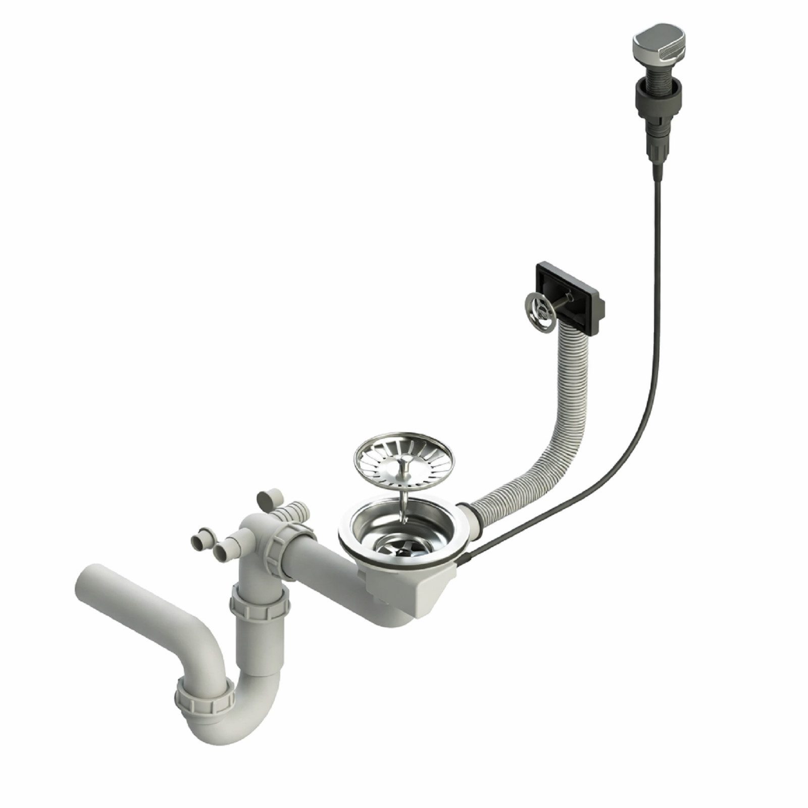 QLS Siphon Einbecken Automatisch, 3 1/2 Zoll Ablauf für Einbecken Edelstahl PVC