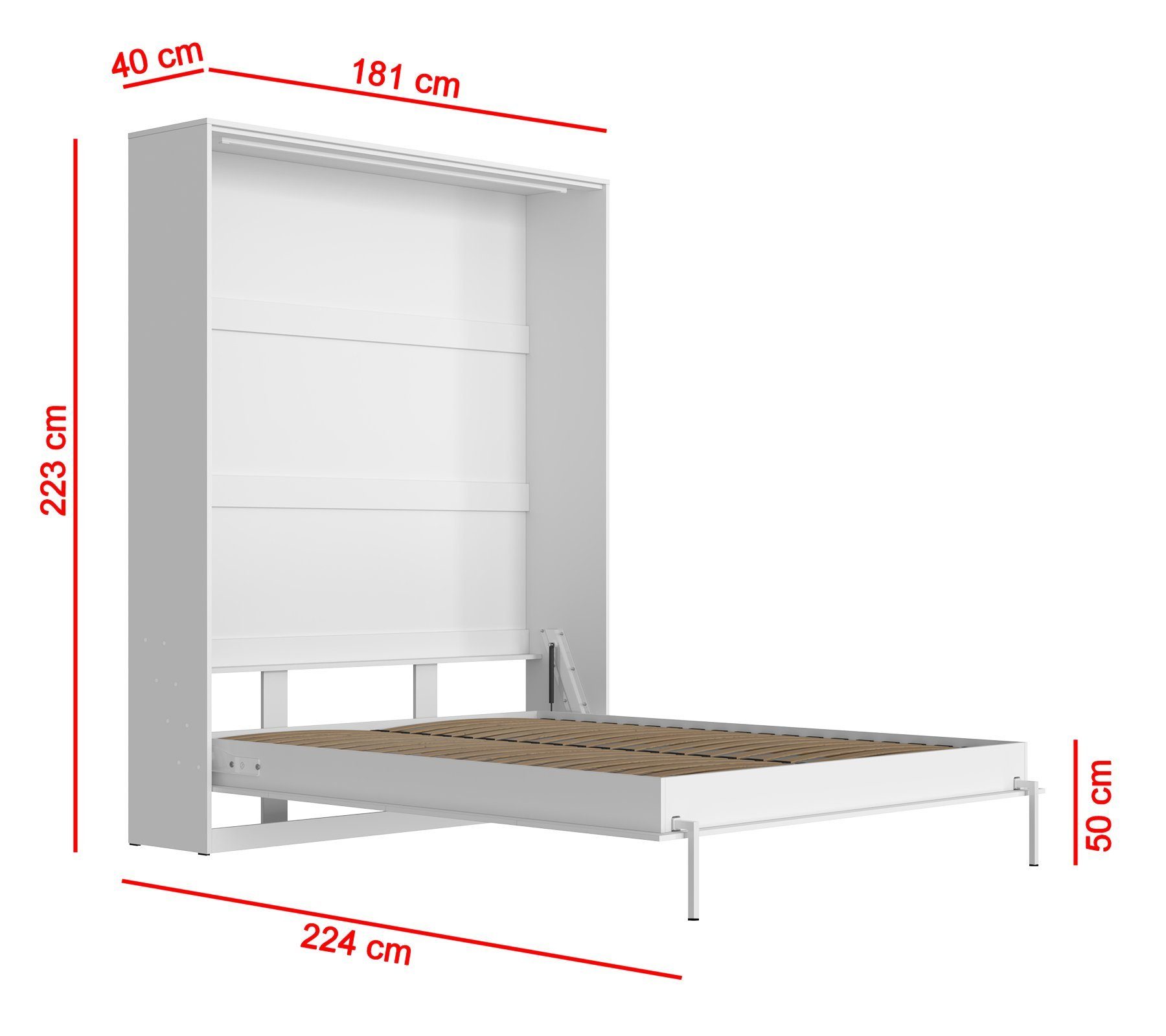 Laros-Living Schrankbett Vertikal Weiß 100/140/160 patentierte Gasdruckfede günstig online kaufen