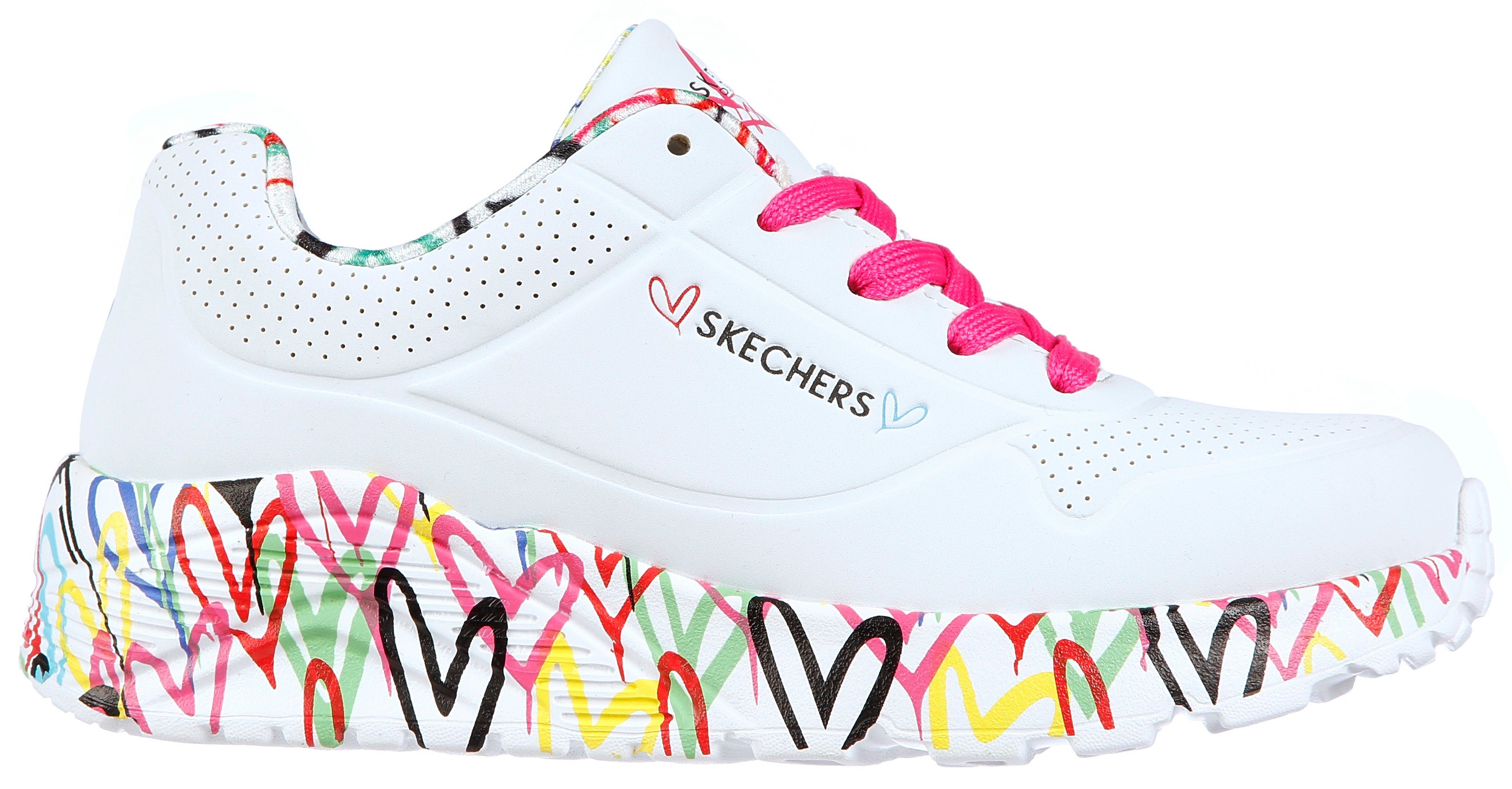 Sohle Kids bedruckter LITE Sneaker mit UNO weiß Skechers