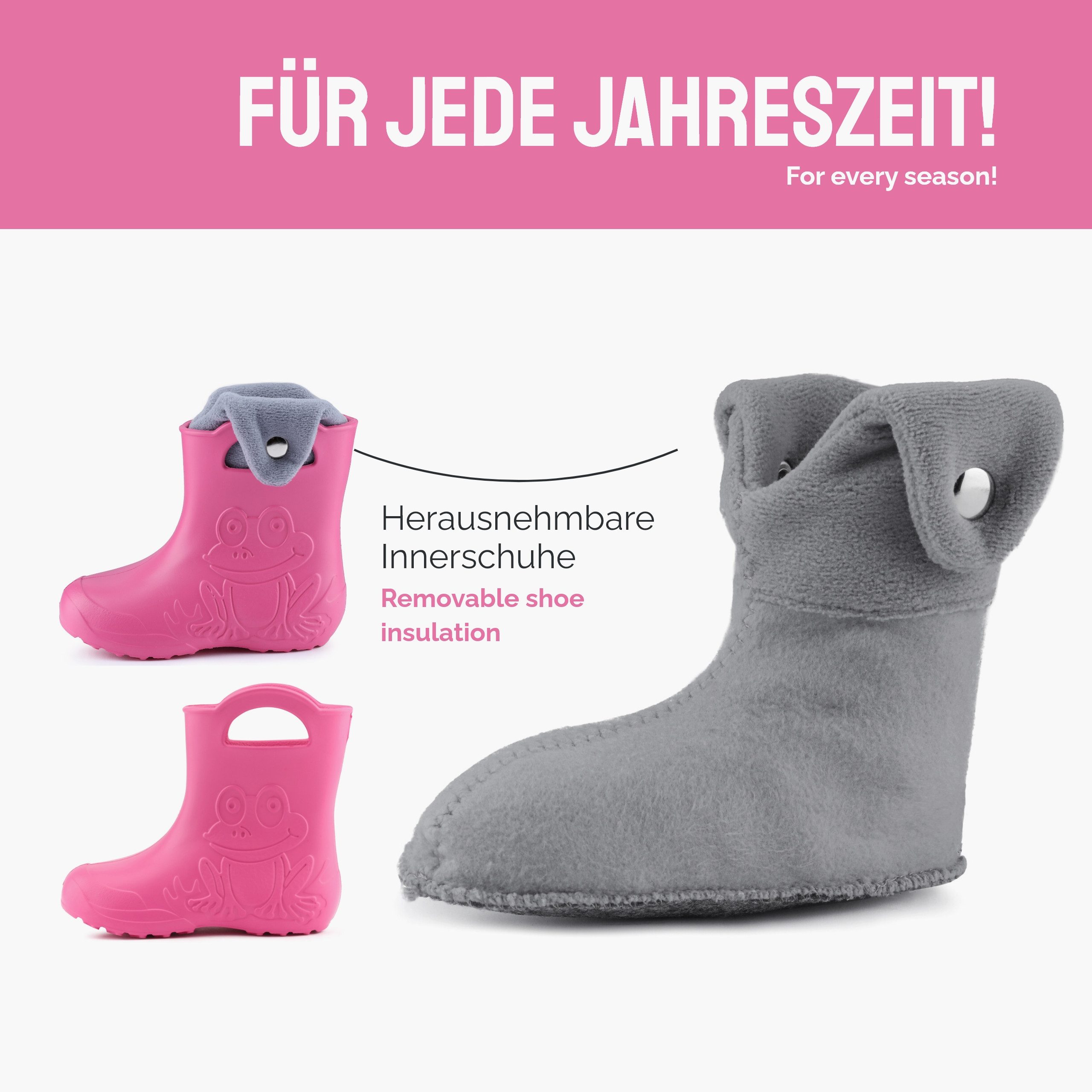 Ladeheid EVA Regenschuhe mit herausnehmbares Innenfutter LA-CA-04 Gummistiefel Kinder gefüttert und federleicht – Bild 4 von 5