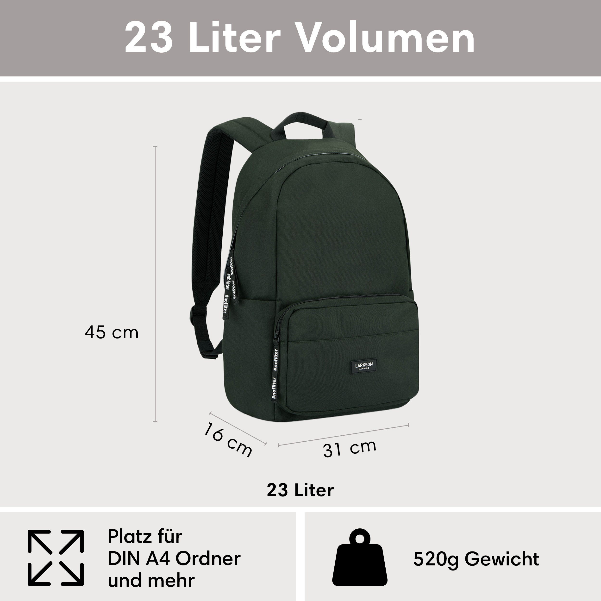 LARKSON Schulrucksack No 3 Rucksack Schule Mädchen Jungen Teenager (1-tlg), Seitentasche, Laptopfach, Wasserabweisend