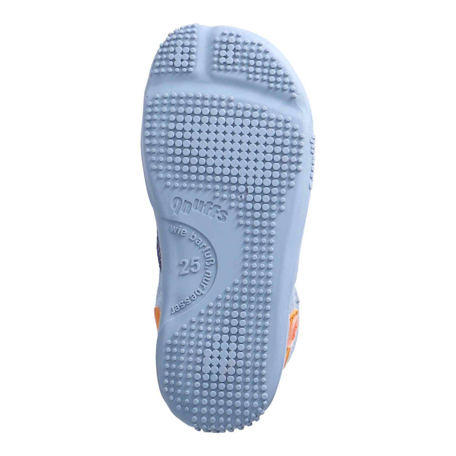 qnuffs Kastanie Barfußschuh Klettschuh, mit Namensschild an der Ferse, kürzbarer Klettriemen – Bild 4 von 5