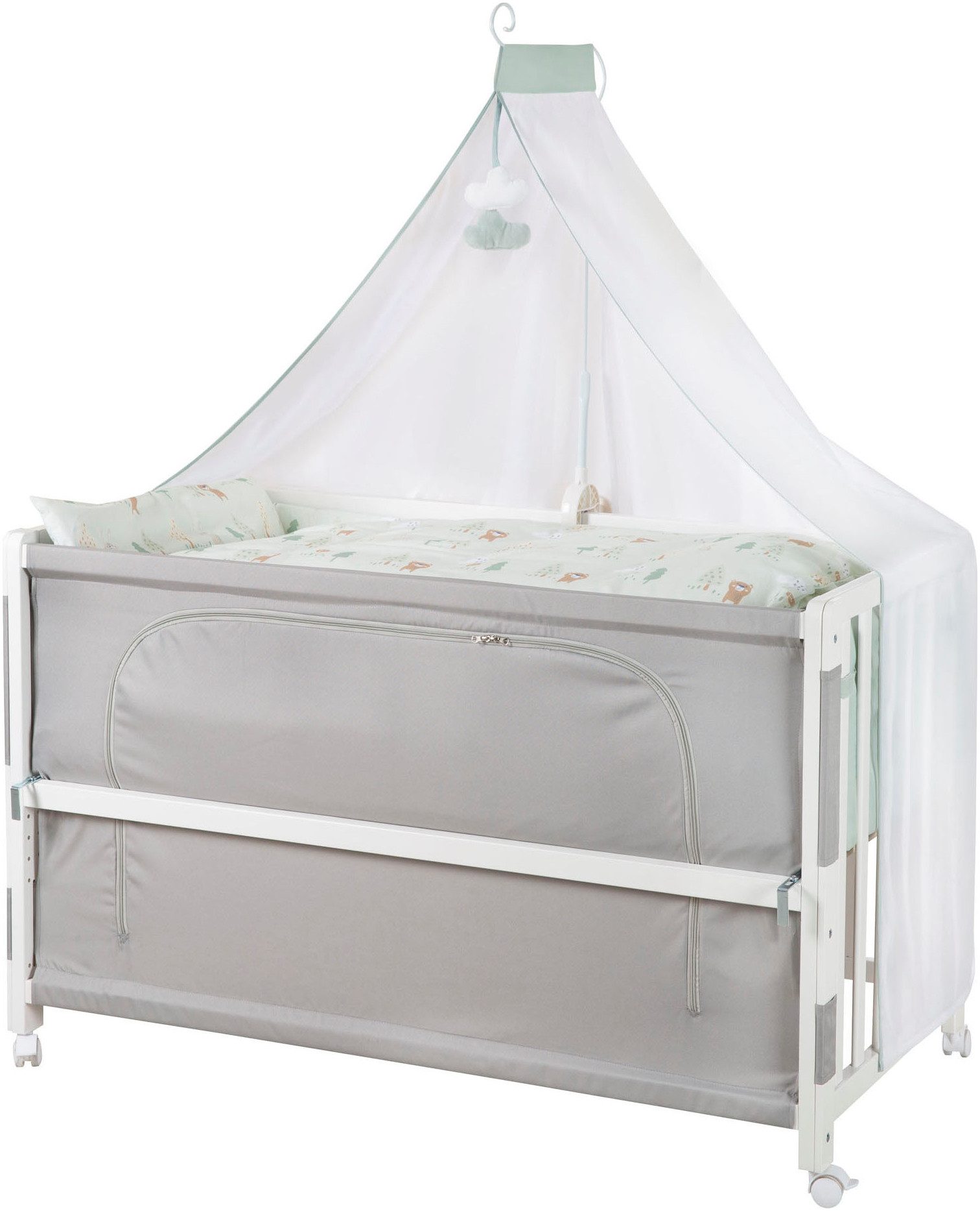 roba® Babybett Room Bed - Woodland Buddies, als Beistell-, Kinder- und Juniorbett verwendbar