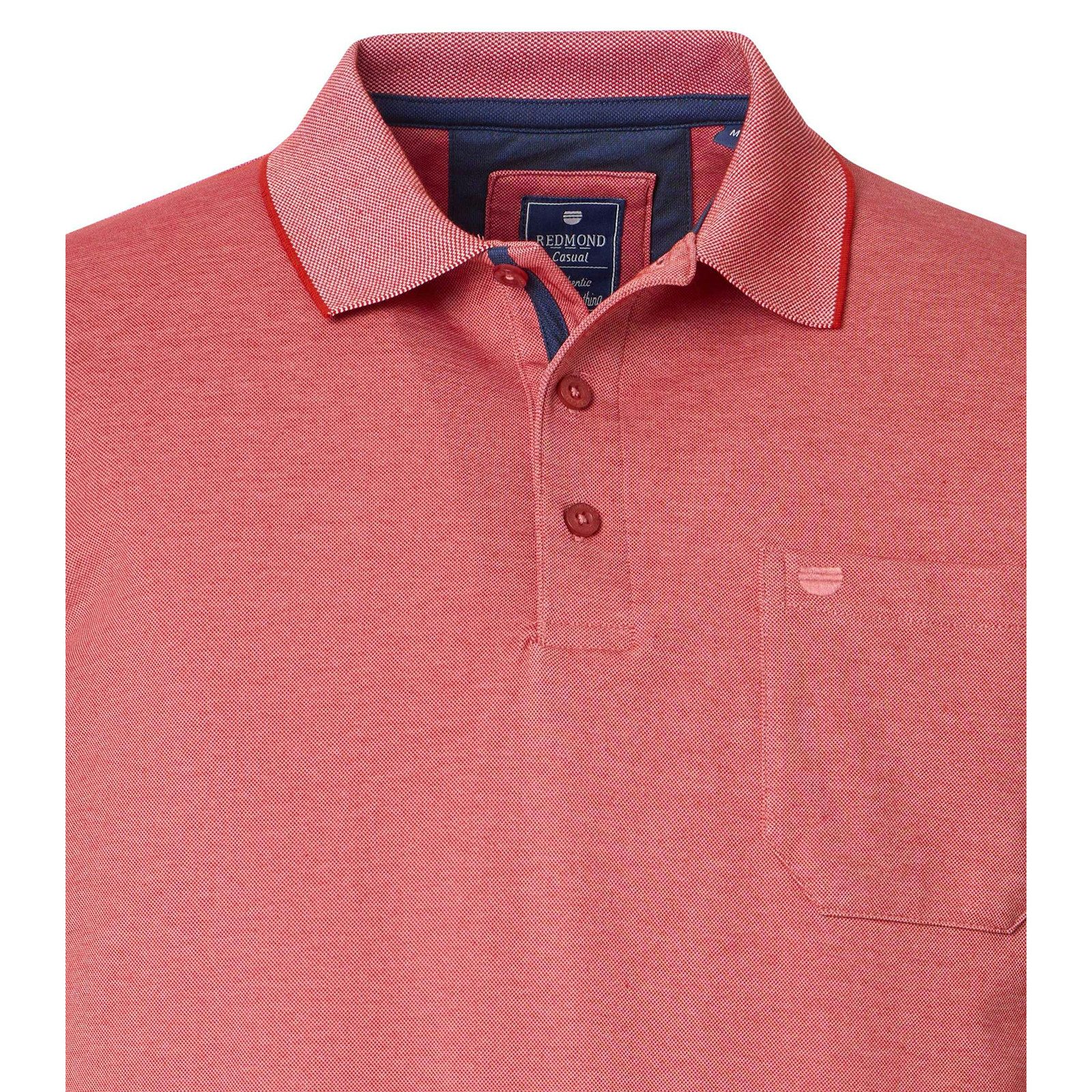 Redmond Poloshirt Redmond Übergrößen Poloshirt rot melange Wash & Wear