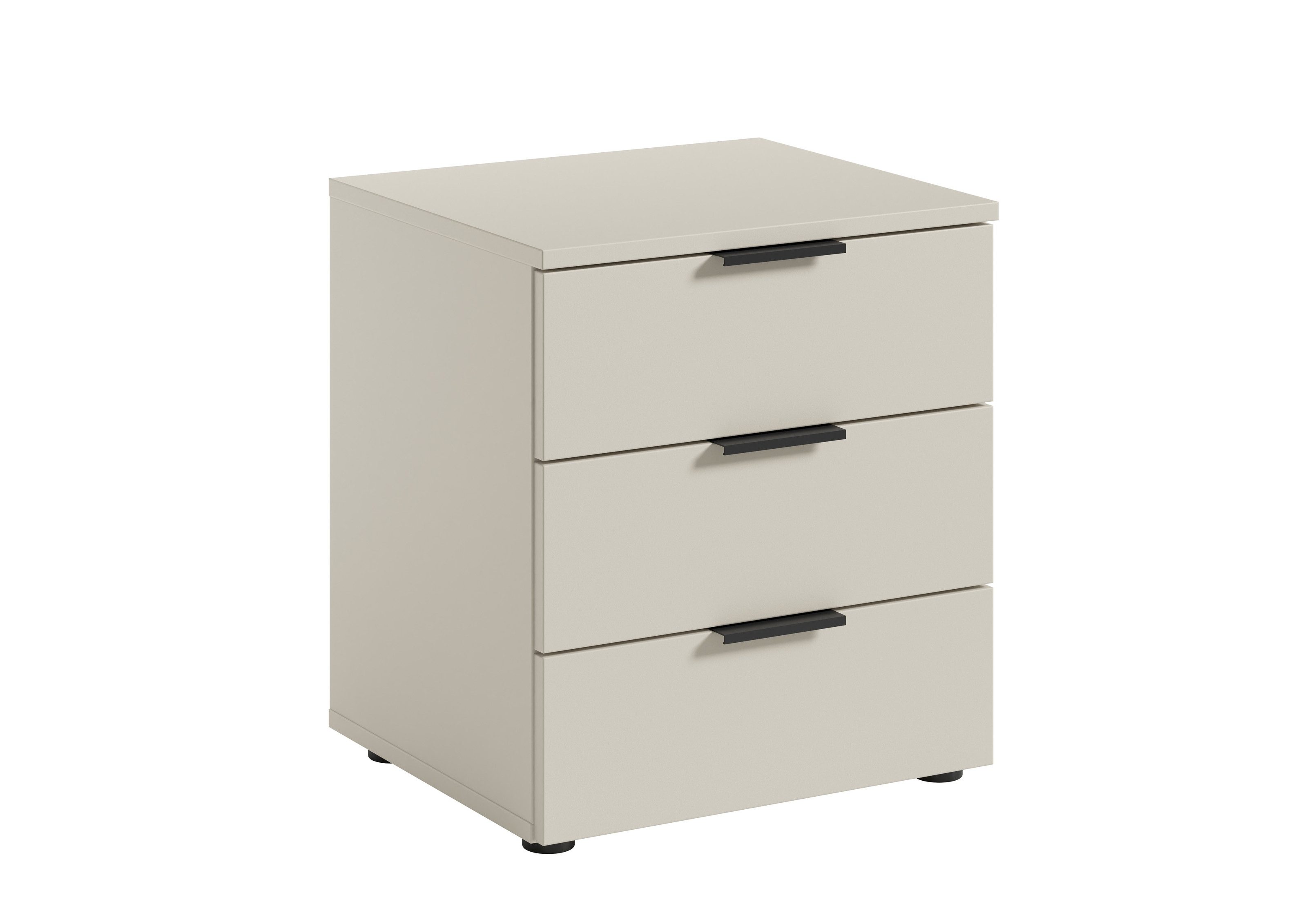 PREISBRECHER Nachtkommode Linz, 3 Schübe, auch für Boxspringbetten, in Kaschmir - 45x50x40cm (BxHxT)