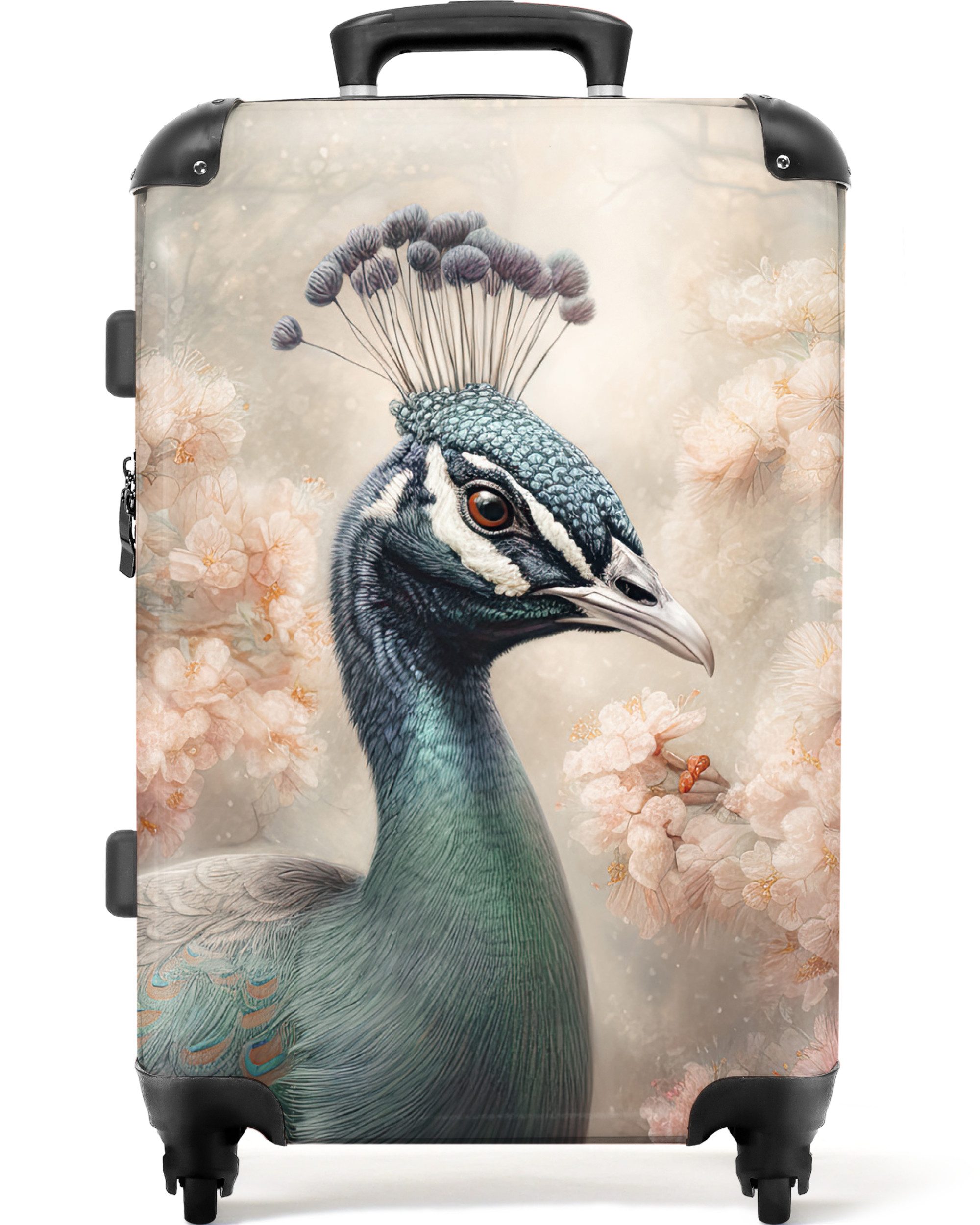 NoBoringSuitcases.com© Hartschalen-Trolley Pfau - Vögel - günstig online kaufen
