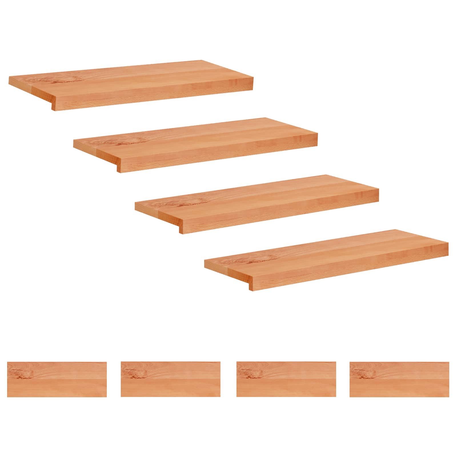 vidaXL Stufenmatte Treppenstufen 8 stk. 70 x 25 x 2 cm Lack Massivholz Buche, Höhe: 2 mm