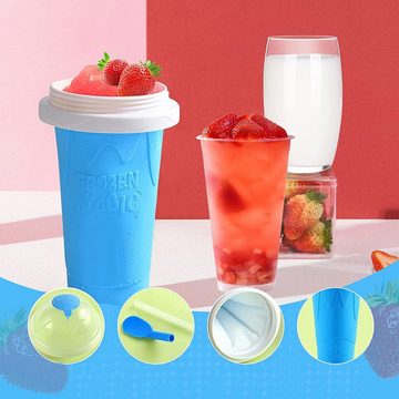 NUODWELL Smoothie-Maker Slush Becher, Slushy Squeeze Cup, Smoothie Maker mit Strohhalm Löffel