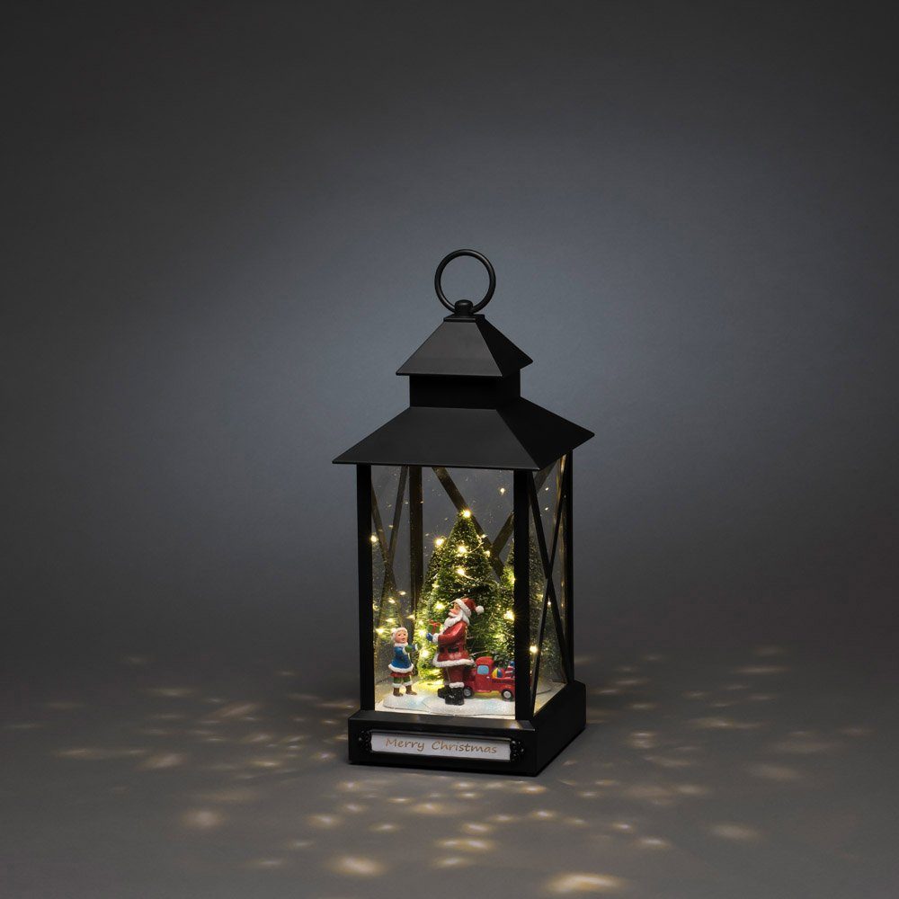 KONSTSMIDE LED Laterne Weihnachtsmann mit LED rotierenden fest mit Weihnachtsdeko und mit und 8h aussen, 25 Weihnachtsbaum, Timer, sechs LED Warmweiß, Kind statischen integriert