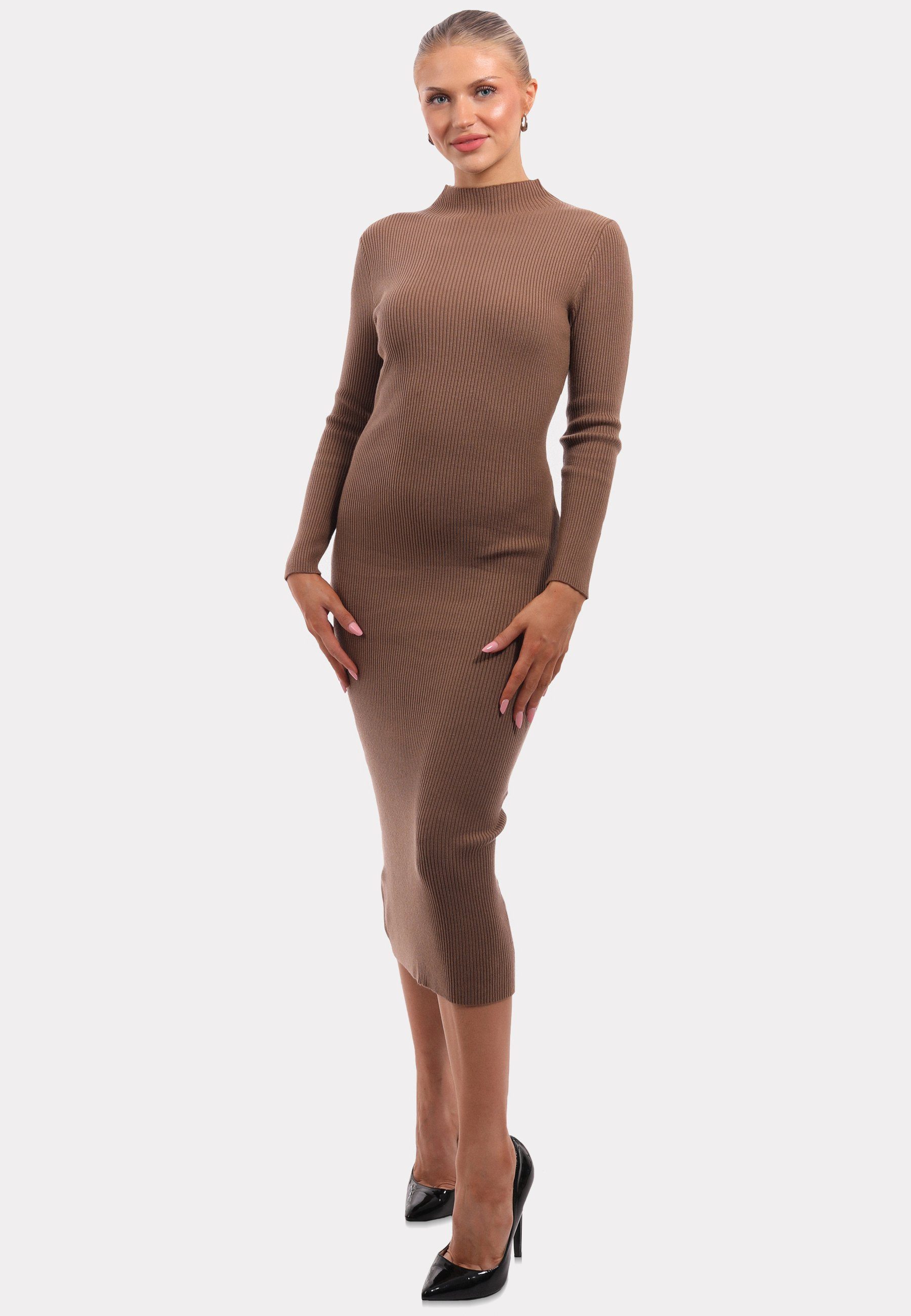 YC Fashion & Style Strickkleid Strickkleid mit Stehkragen KNIT DRESS (1-tlg) in Unifarbe
