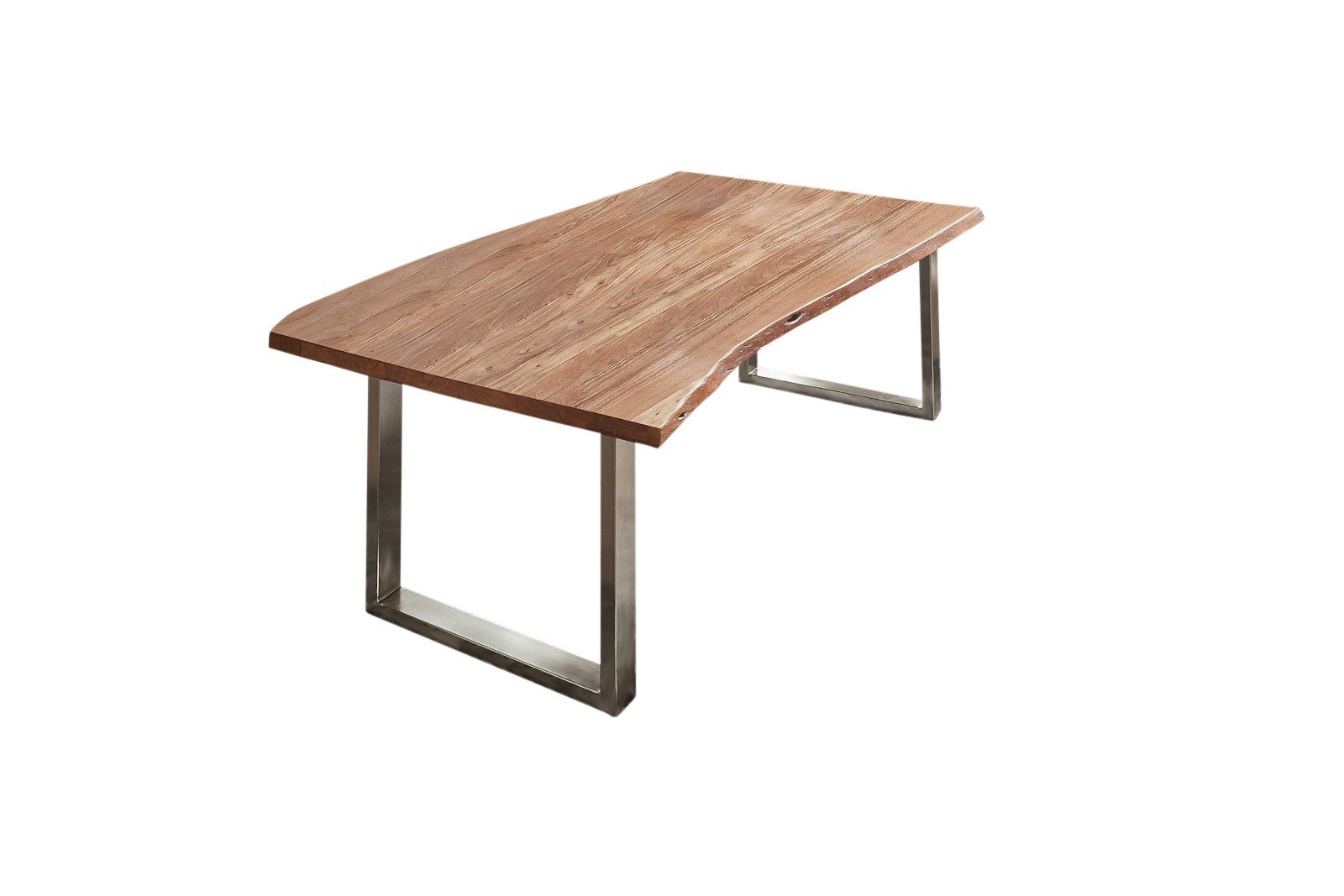 SAM® Baumkantentisch Bernhard, massives Akazienholz, natürliche Baumkante, Metallgestell U-Form