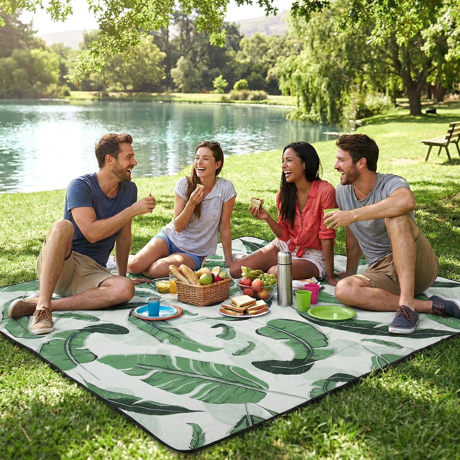 Picknickdecke Picknickdecke 200 x 200 cm Campingdecke Wasserdicht, 3 Schichten, Sekey, Campingdecke Wärmeisoliert mit Wasserdichter Unterseite
