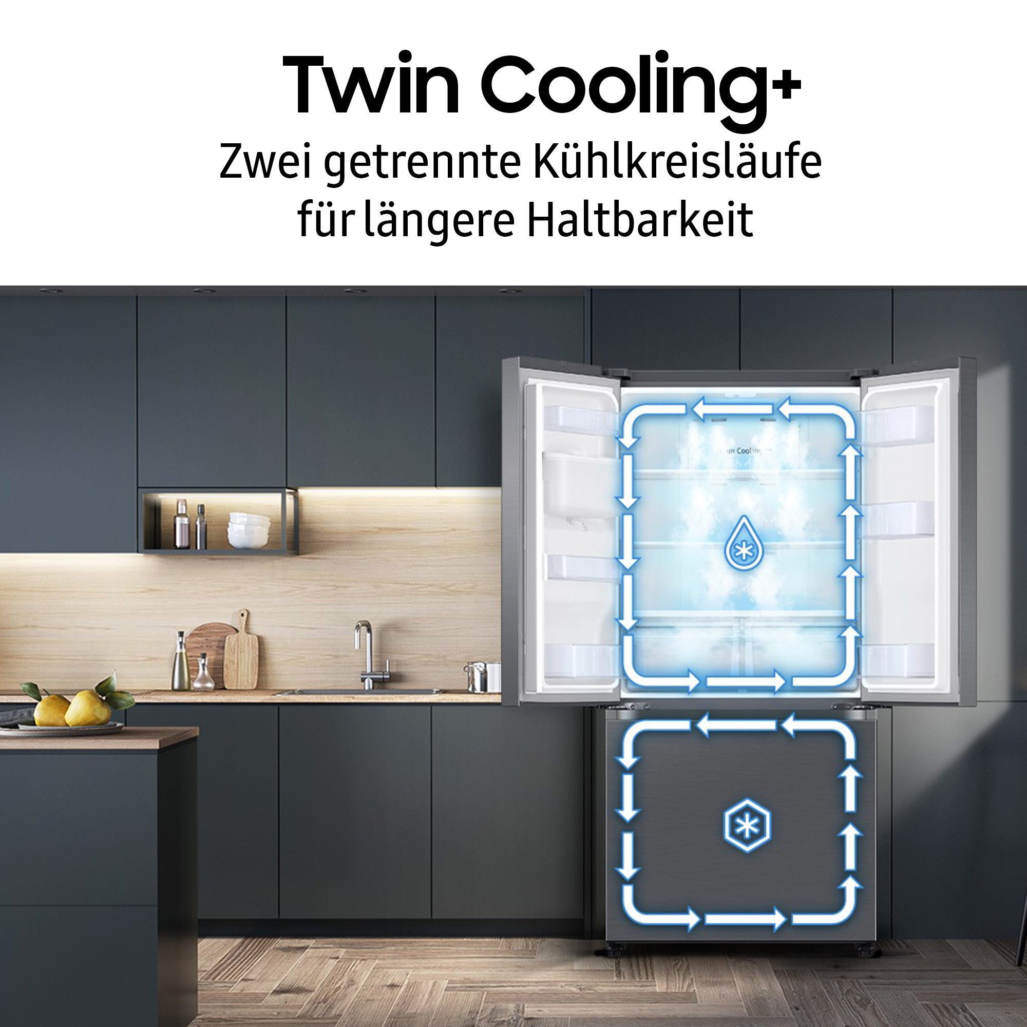 Samsung French Door RF5000 RF50C530ES9, 177,6 cm hoch, 81,7 cm breit, Auto Ice Maker per Festwasseranschluss – Bild 5 von 5