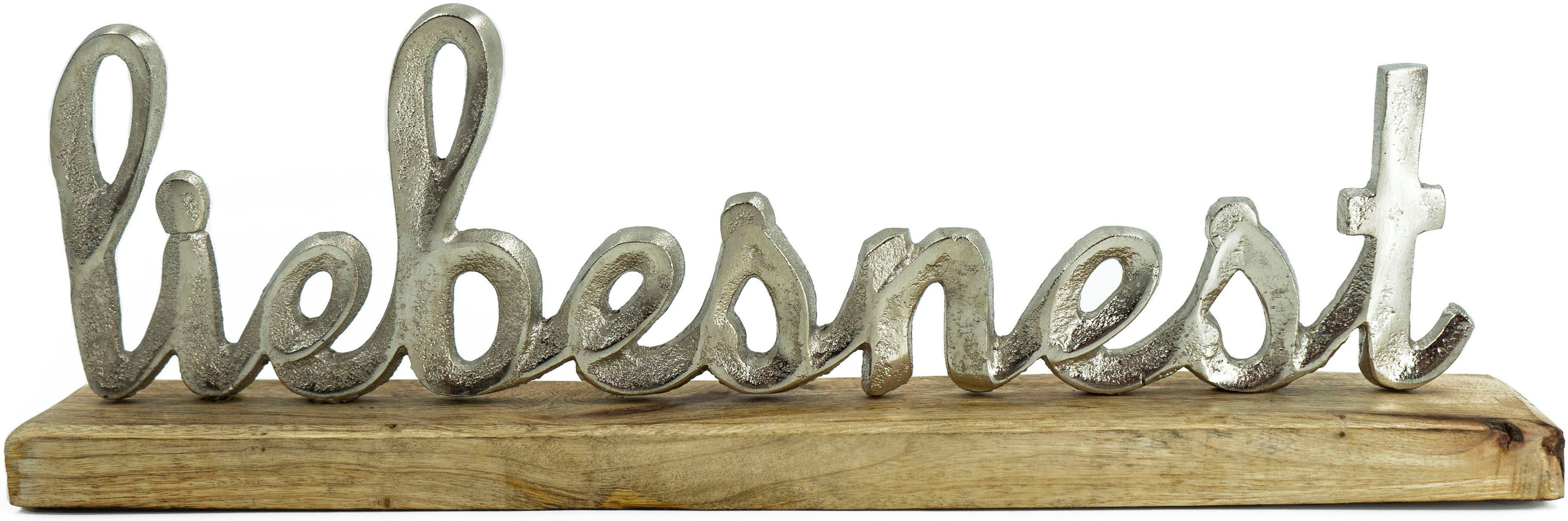 NOOR LIVING Deko-Schriftzug Liebesnest (1 St), aus Holz und Aluminium