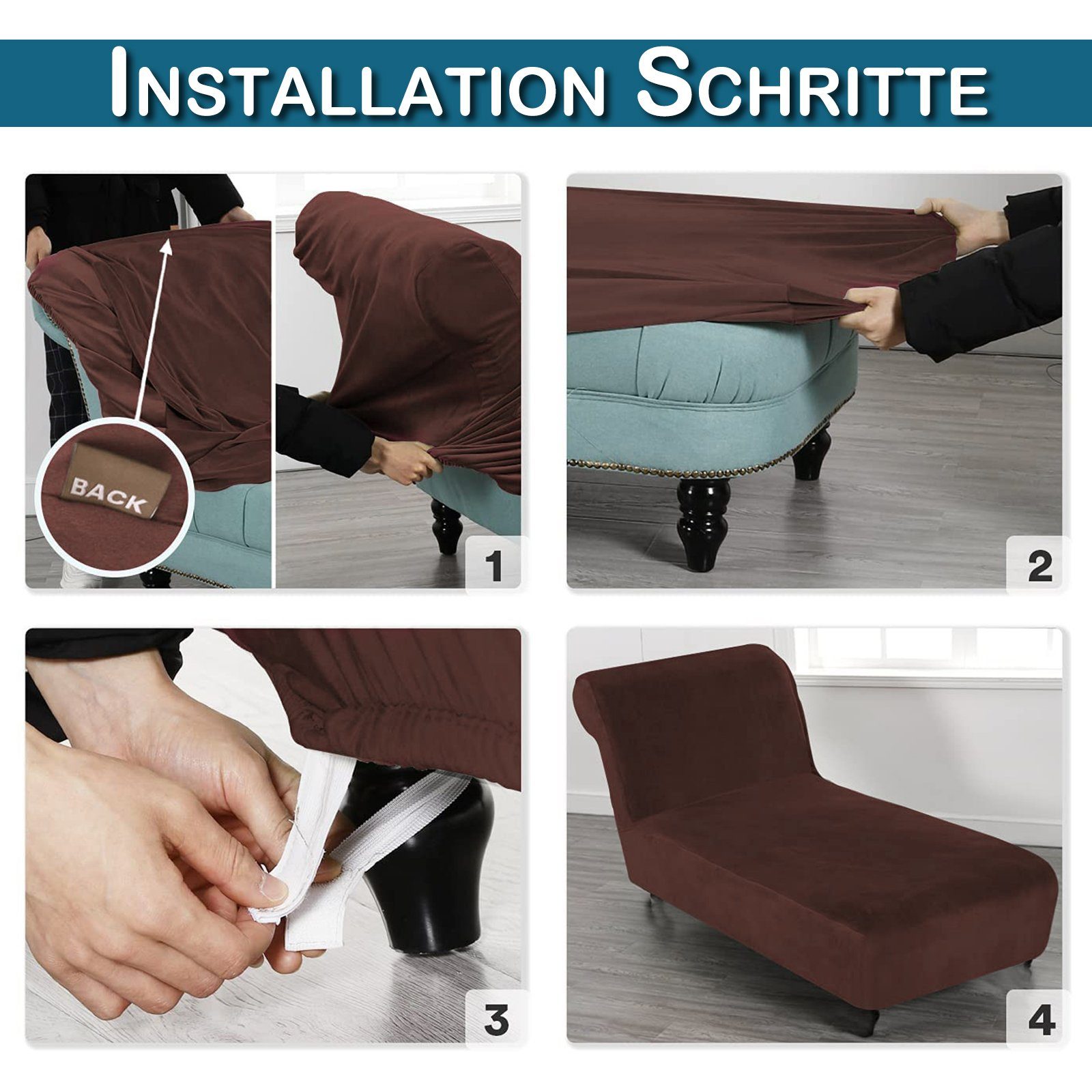 Samt, Braun für Stuhlhusse Chaiselongue, Rosnek Armlose Stretch,