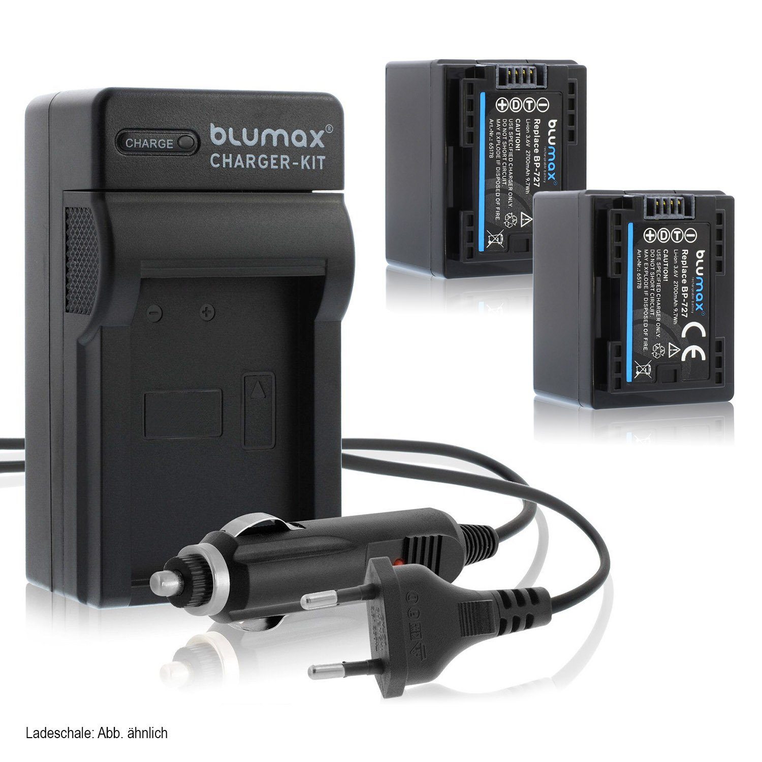 Blumax Set mit Lader für Canon BP-727 -745 -718 2700 mAh Kamera-Akku