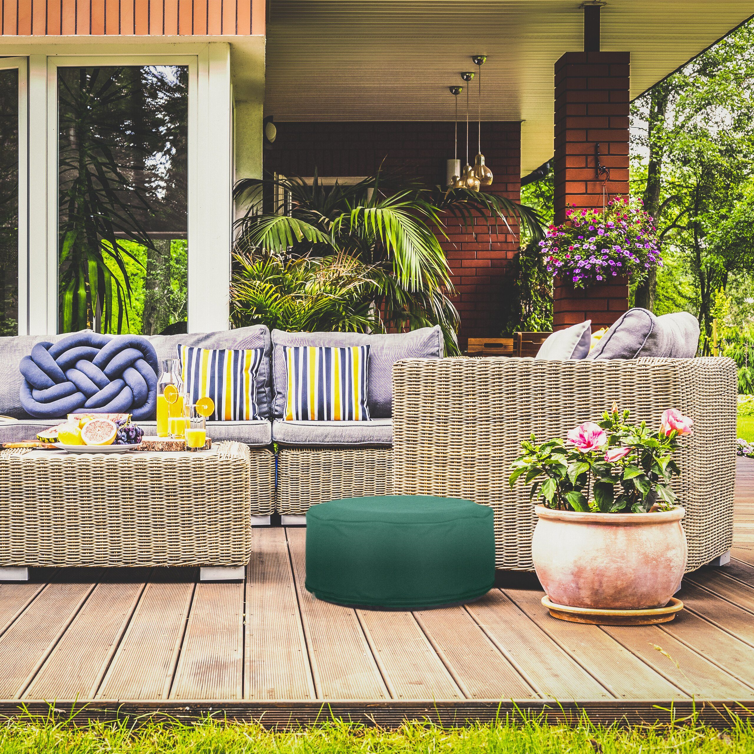 relaxdays Gartenlounge-Hocker Aufblasbarer Hocker in Grün günstig online kaufen
