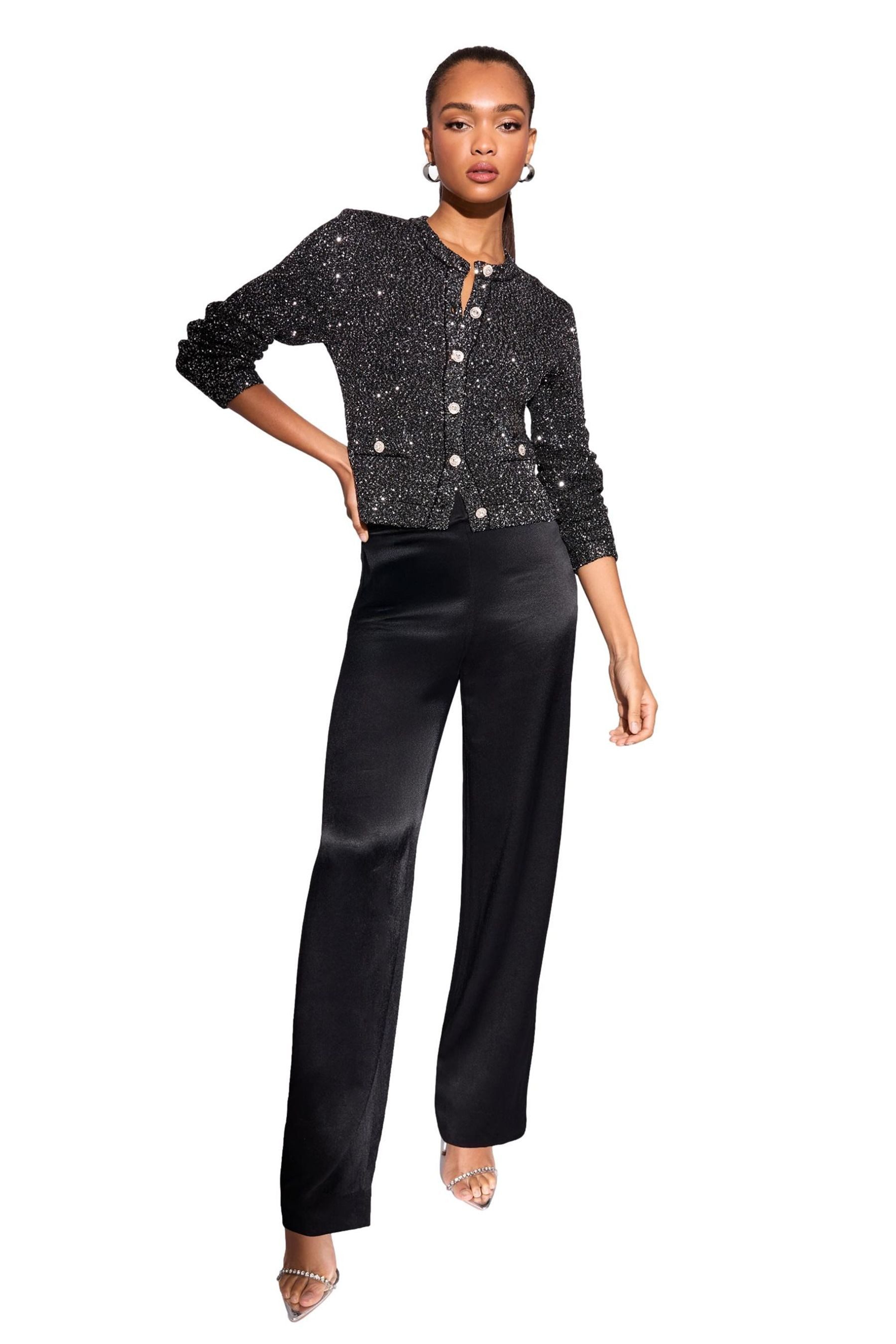 LIPSY Strickjacke Lipsy Strickjacke mit Pailletten und Knöpfen (1-tlg)