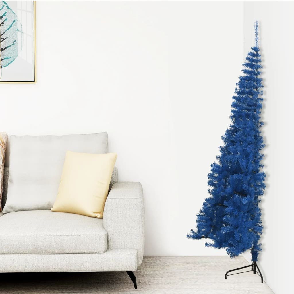 vidaXL Künstlicher Weihnachtsbaum Künstlicher Halb-Weihnachtsbaum mit Ständer Blau 120 cm PVC
