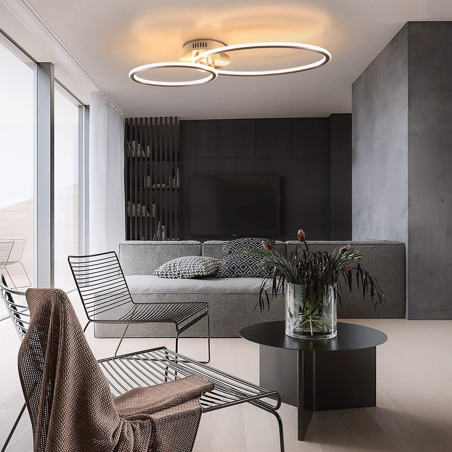 ZMH LED Deckenleuchte Deckenleuchte wohnzimmer in 2 Ring Design, LED fest i günstig online kaufen
