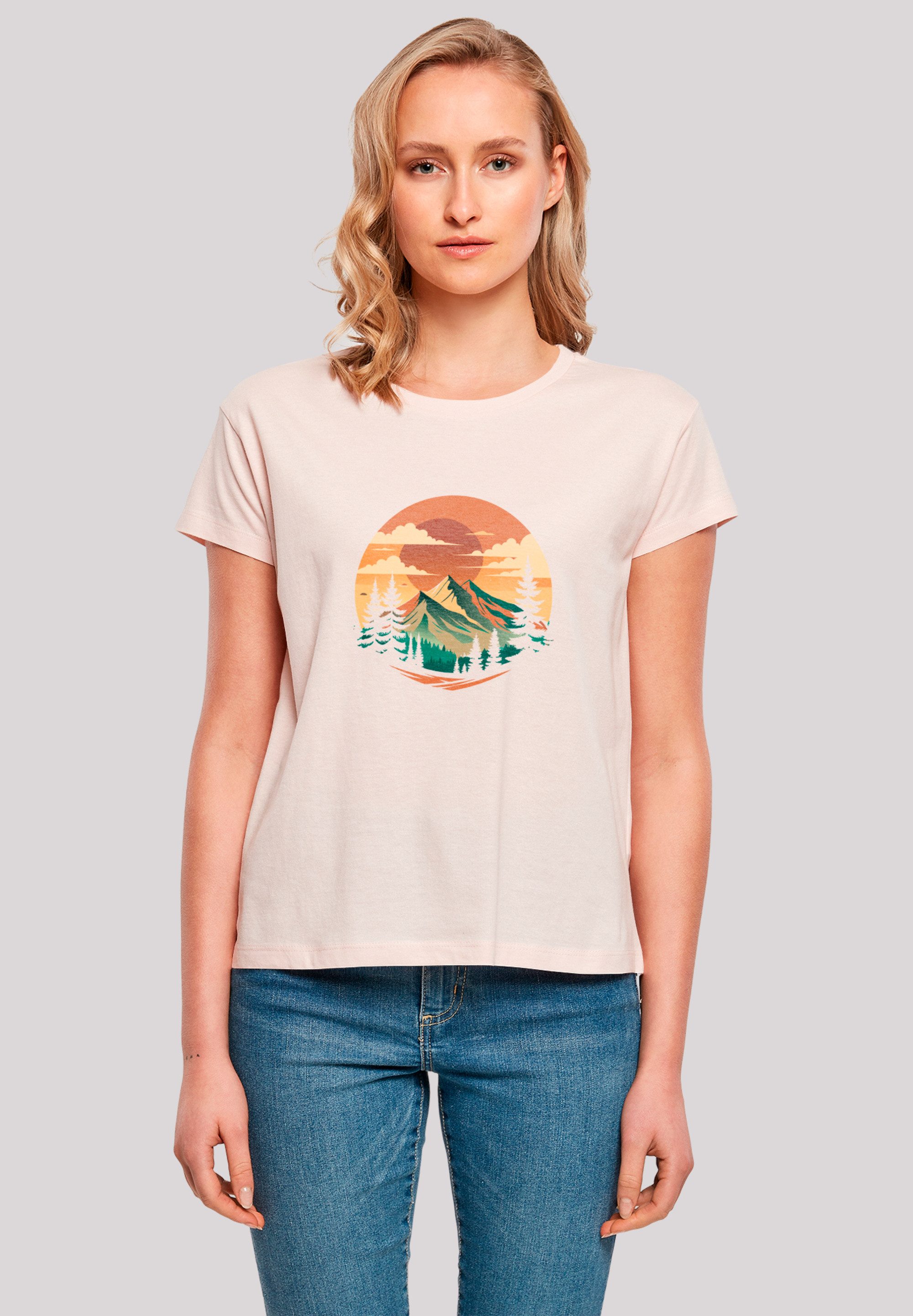 F4NT4STIC T-Shirt Sonnenuntergang Berglandschaft Premium Qualität